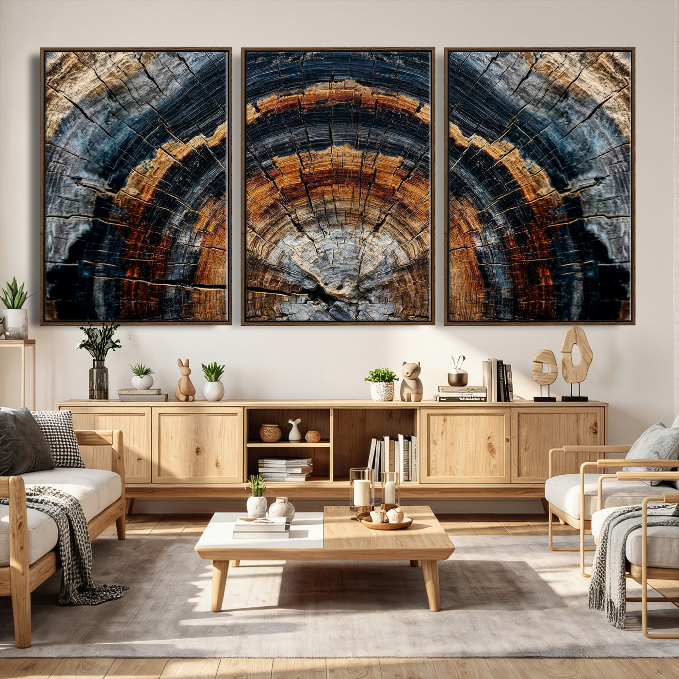 Abstract Wood Grain Canvas Print, Tree Ring Pattern Wall
