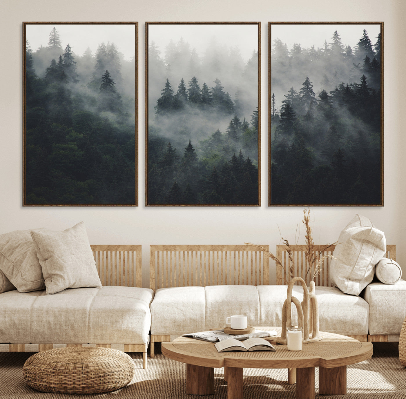 Nature Wall Decor - Serene Triptych Nature Print – Woodland