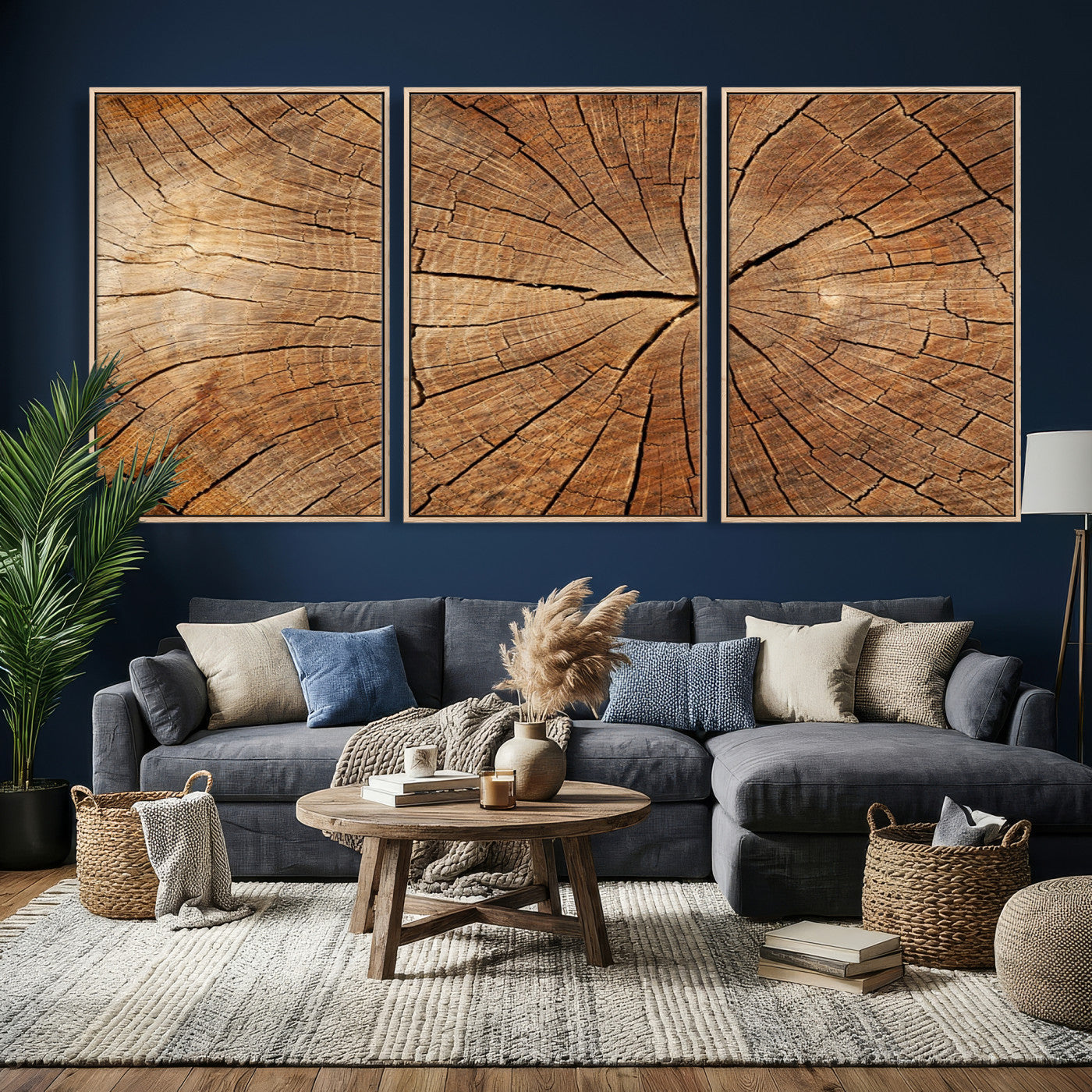 Tree Ring Canvas Art, Rustic Wood Grain Wall Art, Tree Slice
