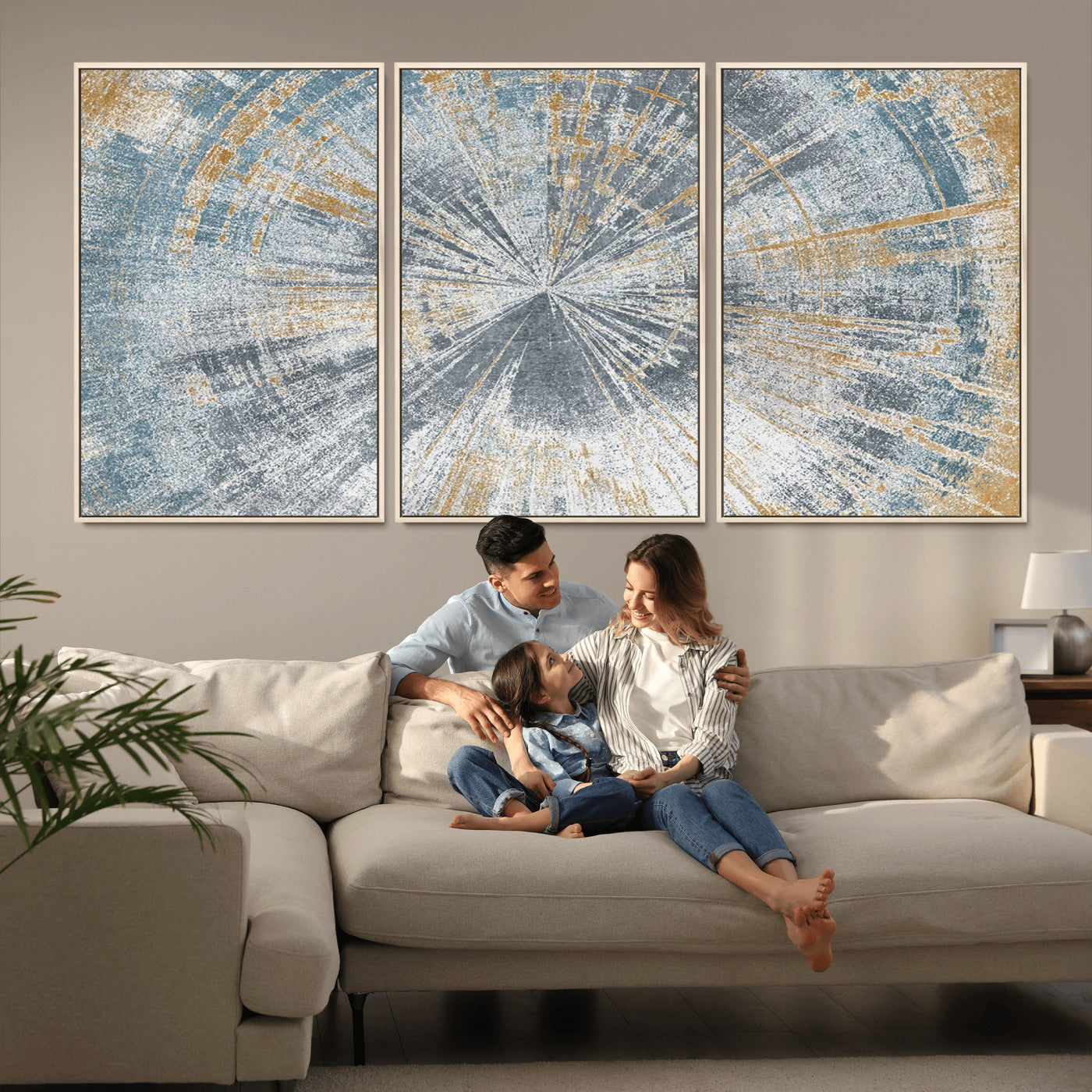 Radiant Abstract Wood Rings Canvas Art – Modern Triptych