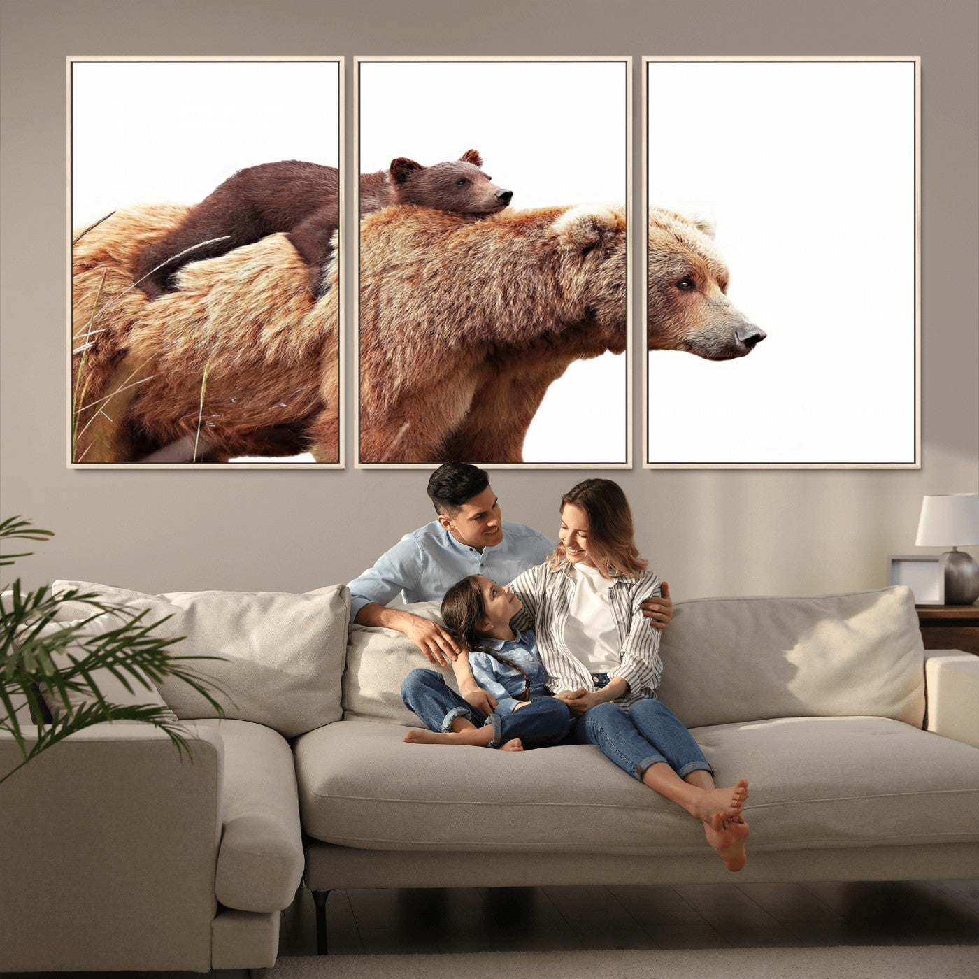 Mother and Baby Bear Canvas Wall Art - Adorable Wildlife
