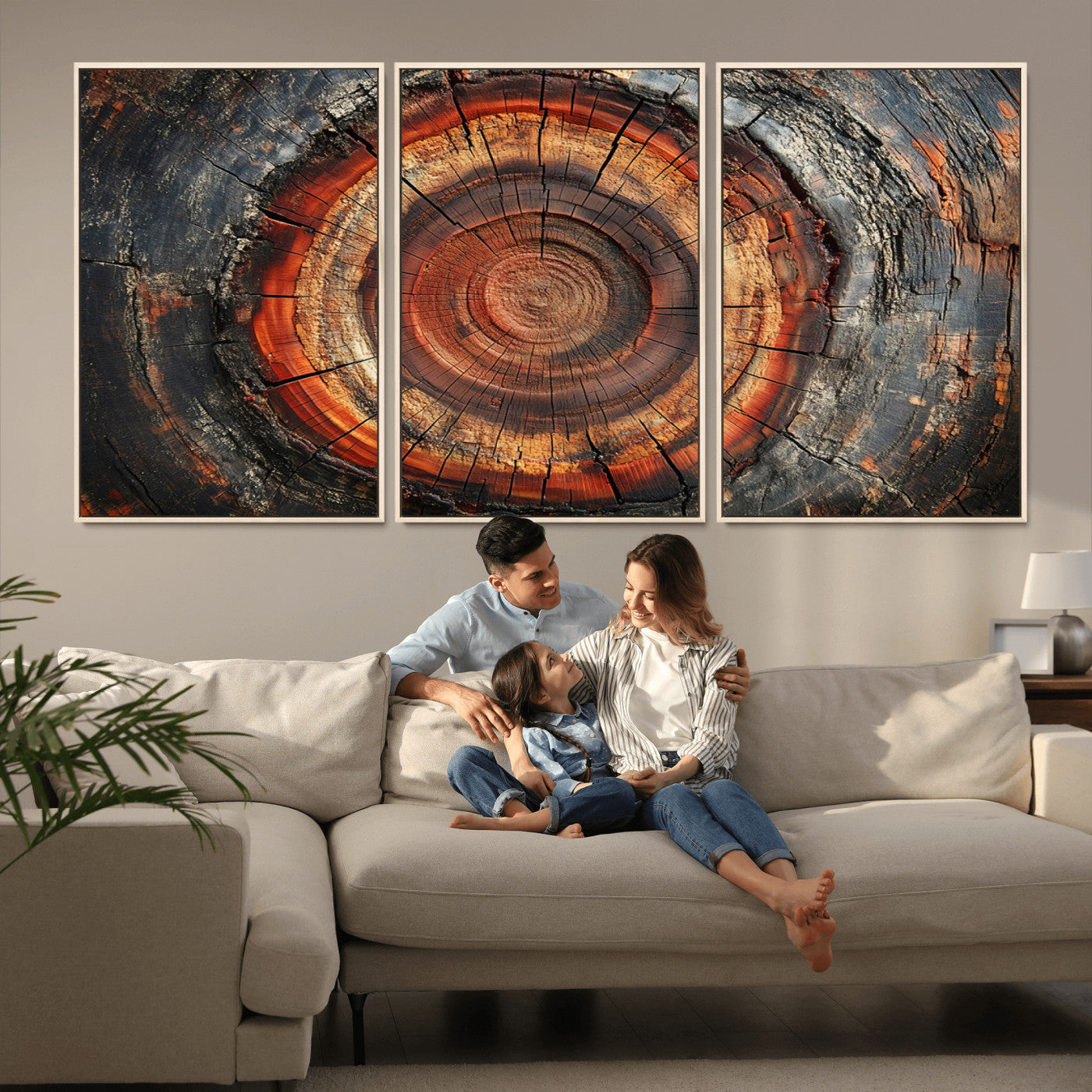 Wood Grain Canvas Wall Art - Framed Abstract Tree Ring
