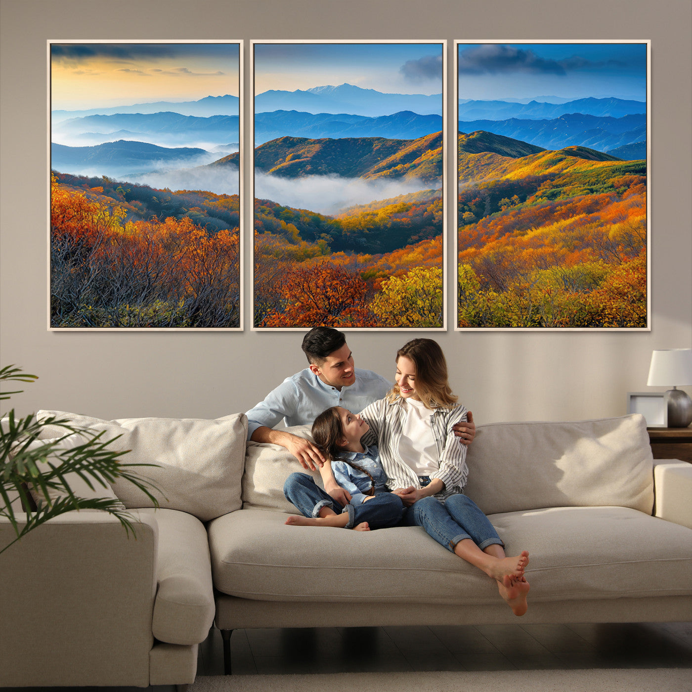 Autumn Mountains Wall Art, Vibrant Fall Foliage Landscape