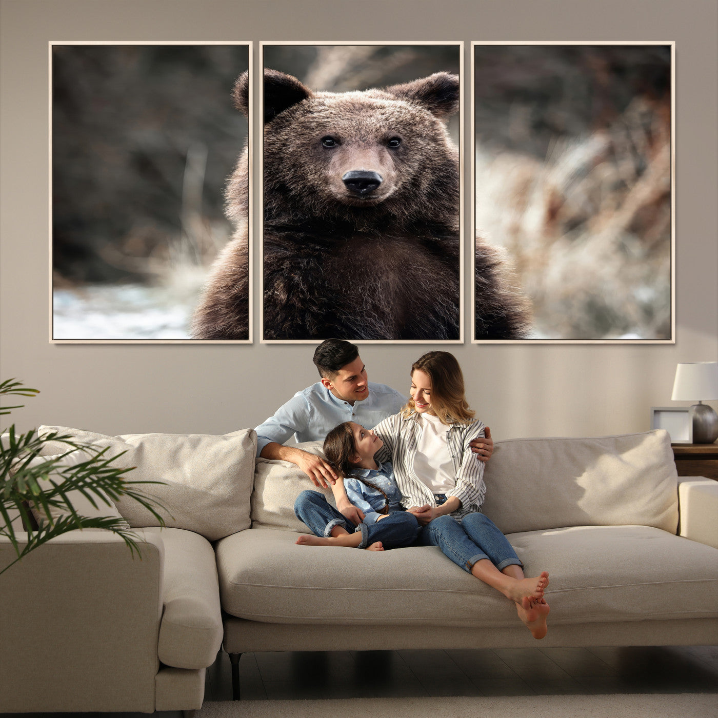 Brown Bear Wall Art Canvas Print – Framed Majestic Woodland
