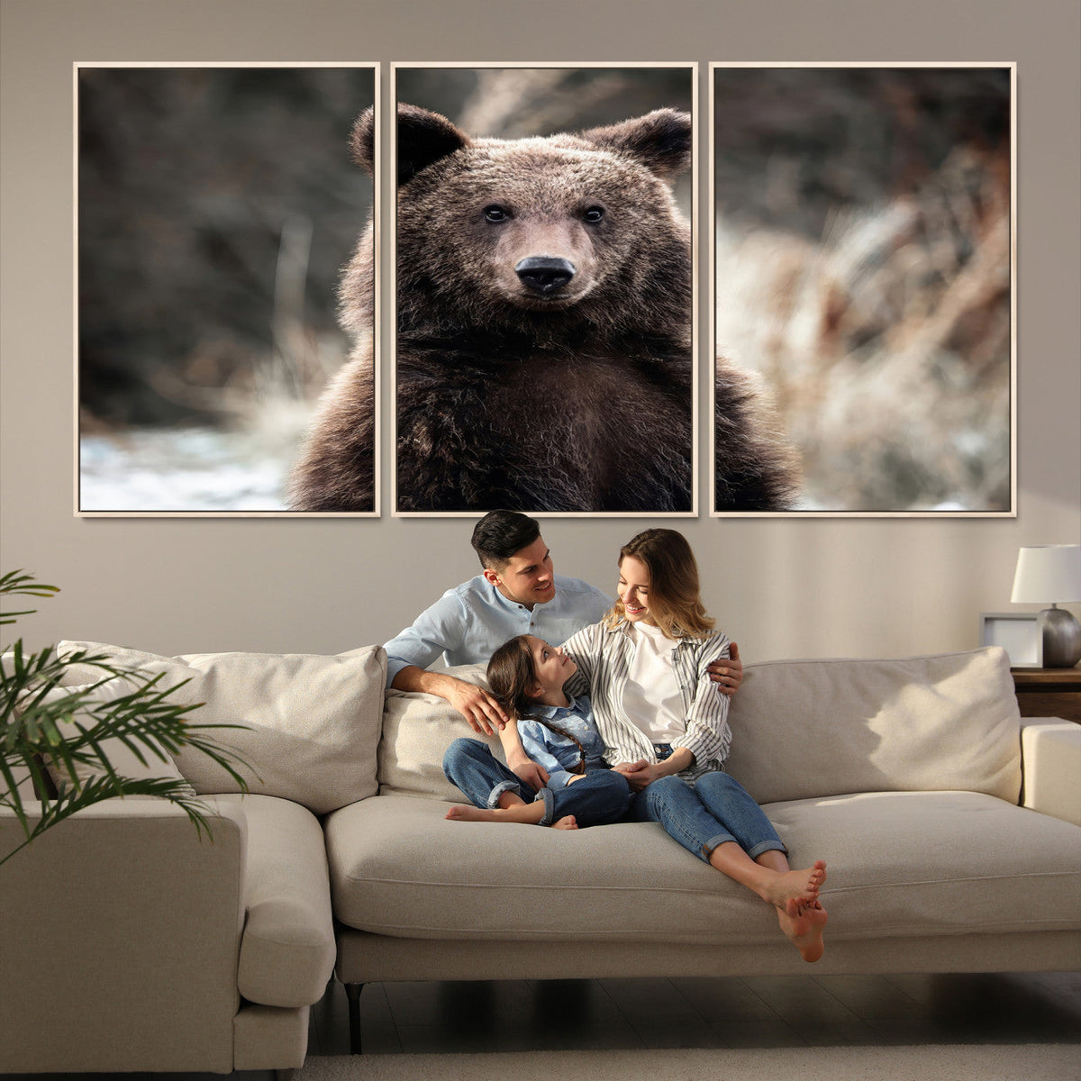 Brown Bear Wall Art Canvas Print – Framed Majestic Woodland