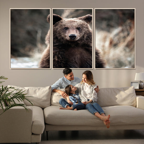 Brown Bear Wall Art Canvas Print – Framed Majestic Woodland
