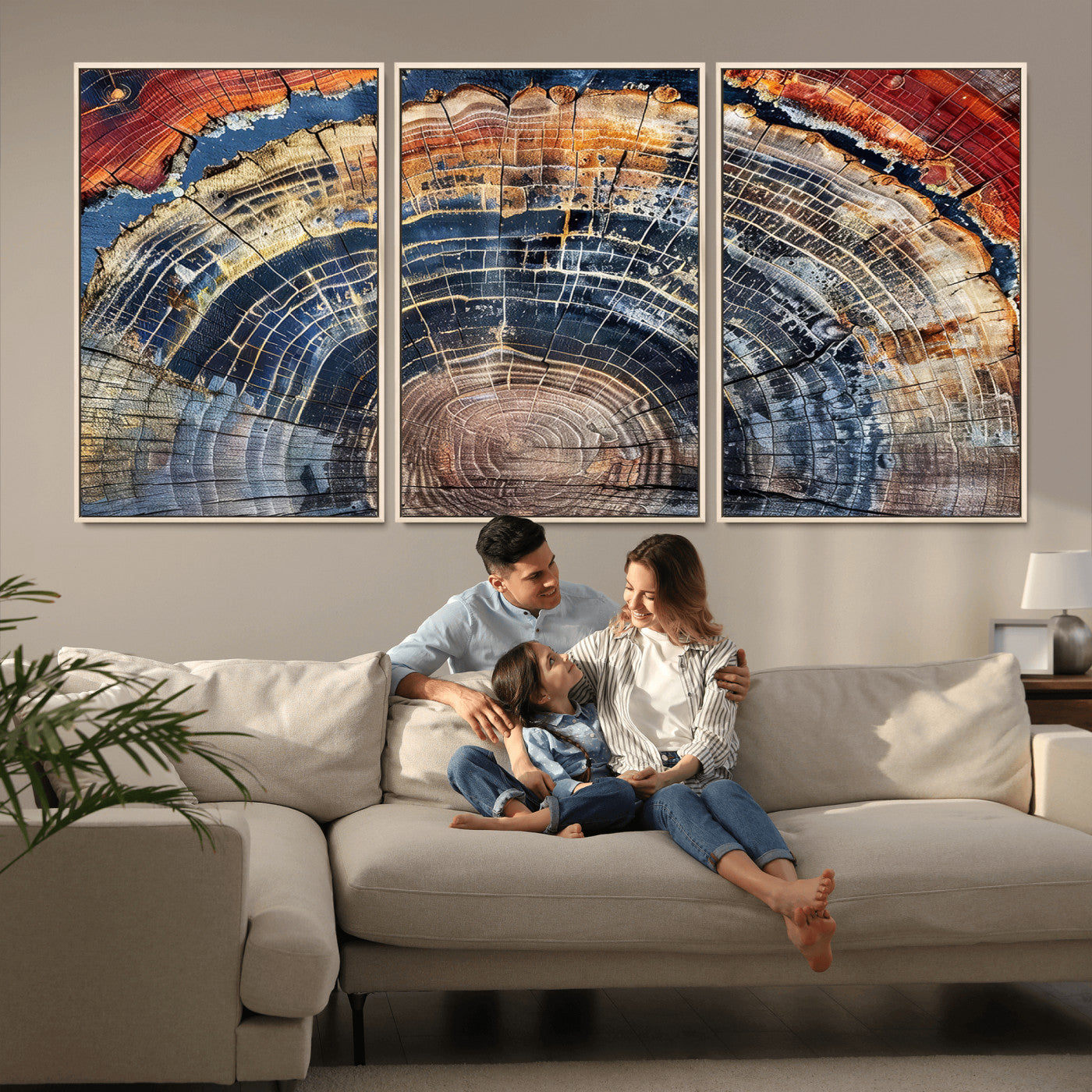 Tree Rings Wall Art Canvas Print – Framed Petrified Wood