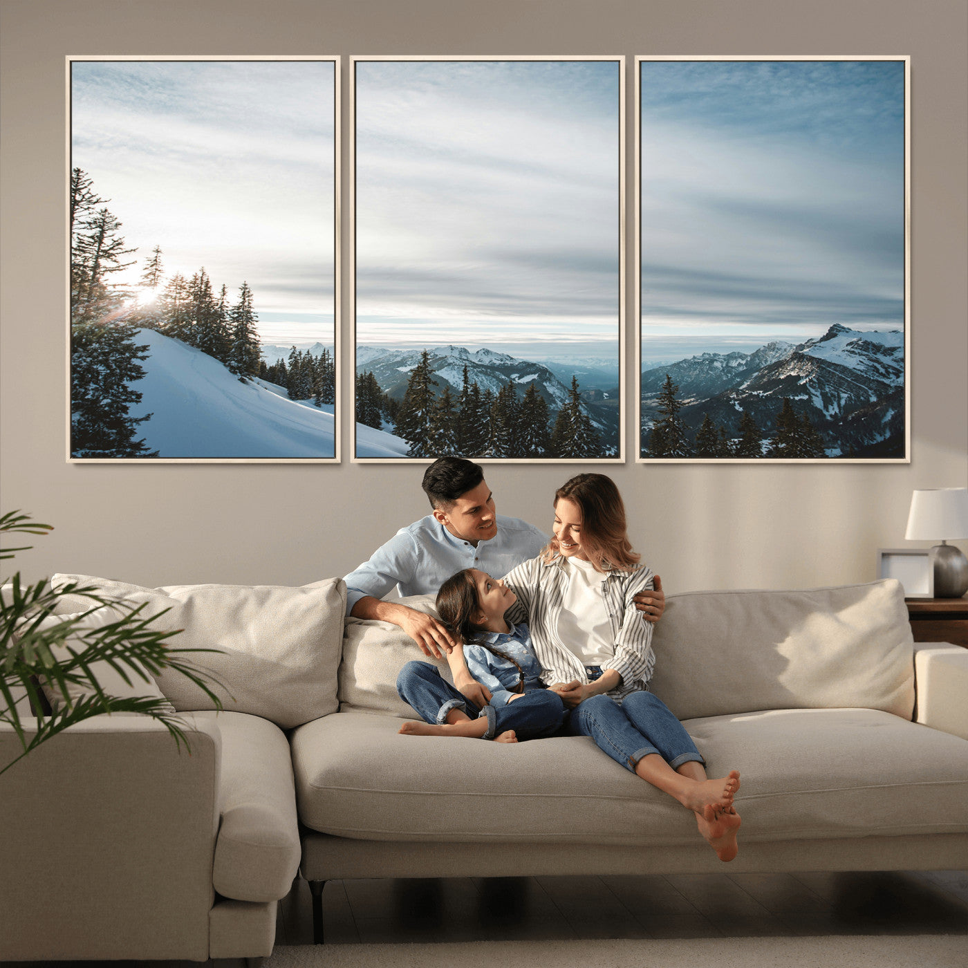 Snowy Mountains Wall Art Canvas Print – Framed Alpine