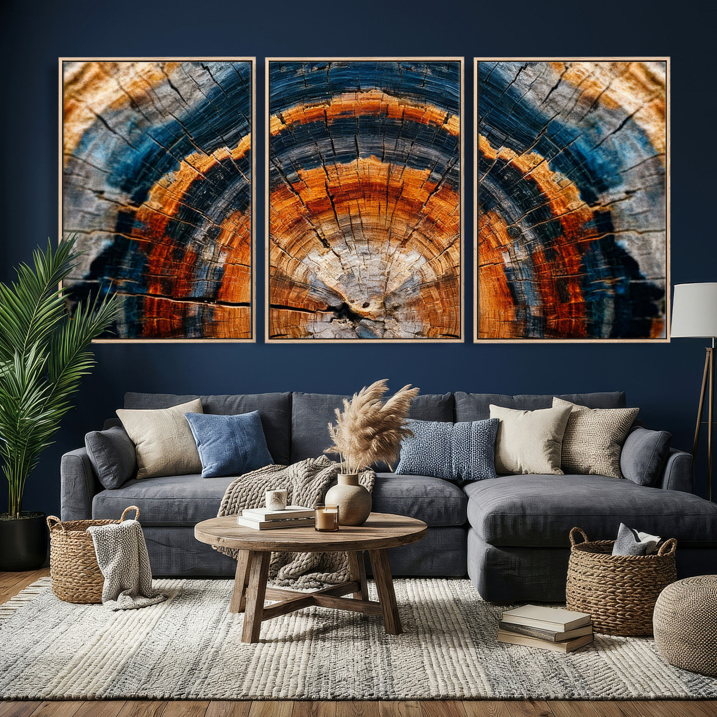 Abstract Wood Grain Canvas Print, Tree Ring Pattern Wall