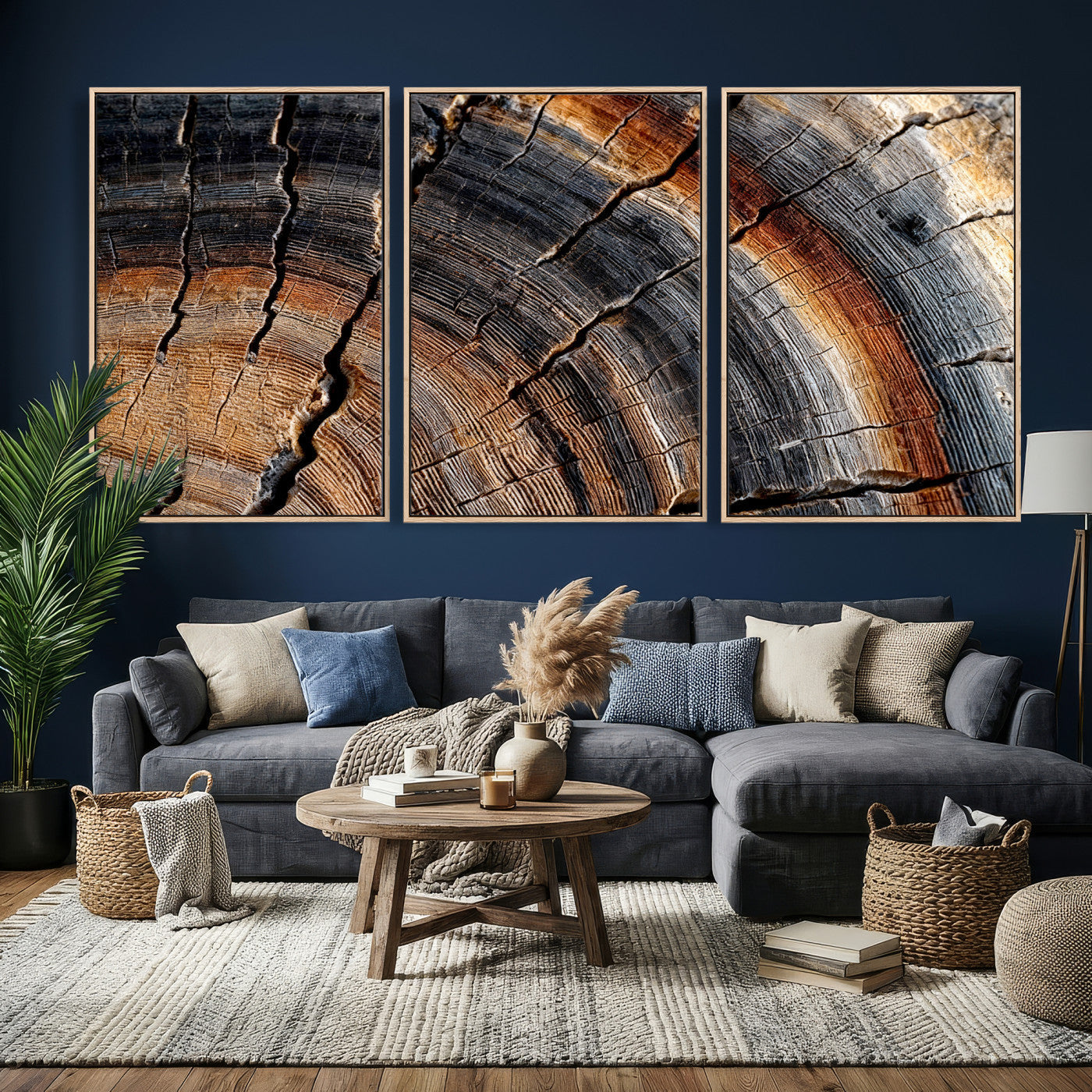 Abstract Tree Ring Wall Art Print – Natural Rustic Wood