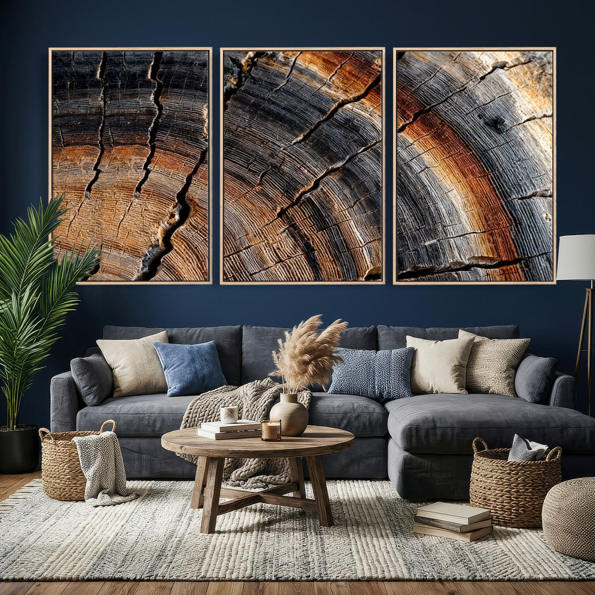 Abstract Tree Ring Wall Art Print – Natural Rustic Wood