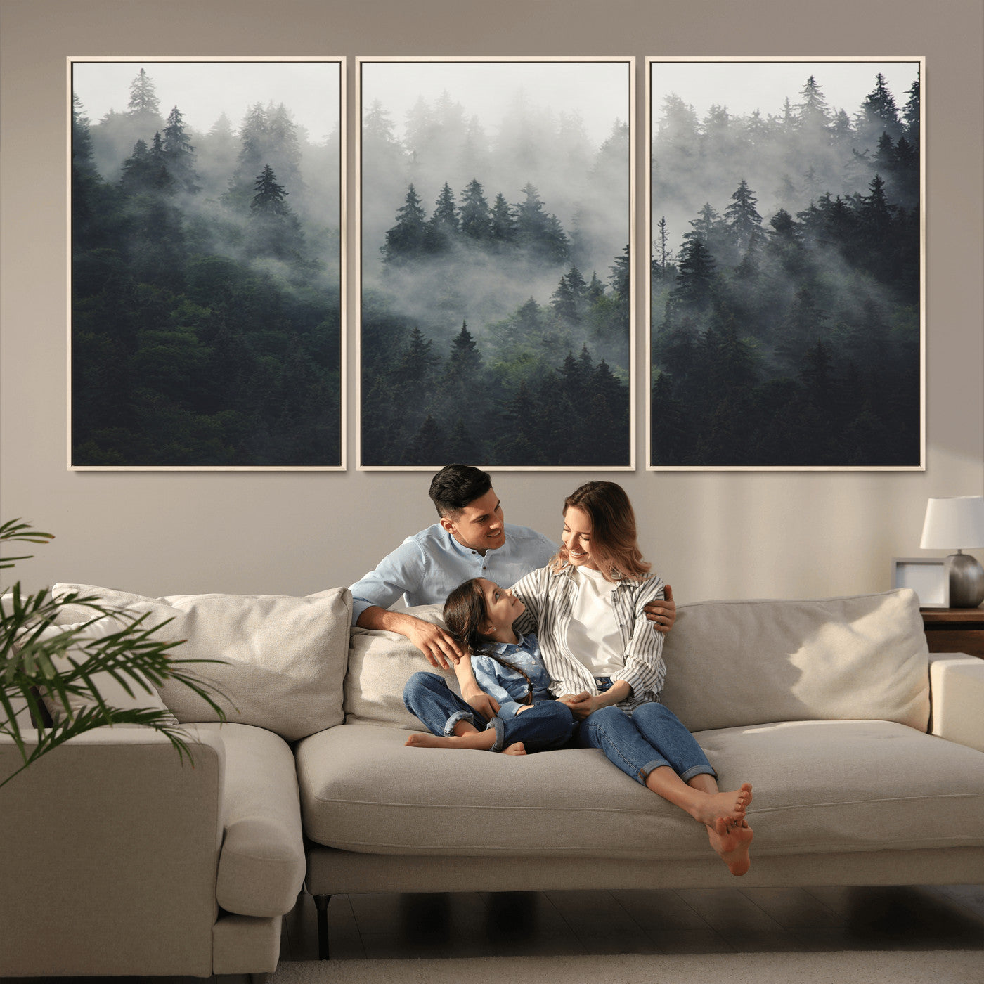 Nature Wall Decor - Serene Triptych Nature Print – Woodland