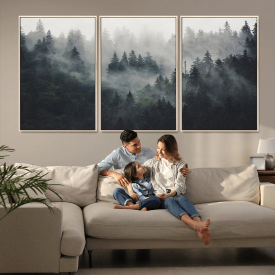 Nature Wall Decor - Serene Triptych Nature Print – Woodland