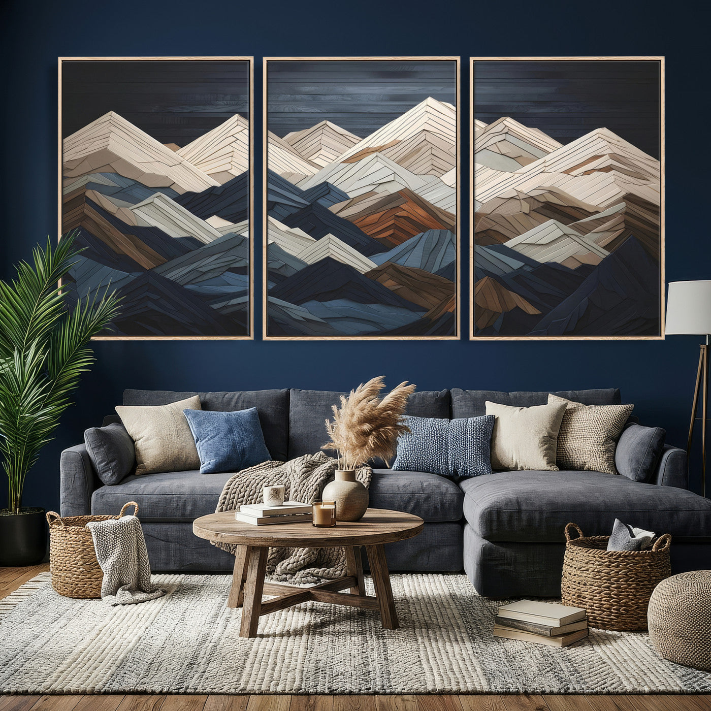 Wood Mountain Wall Art | Mountain Canvas Print Wood Decor |