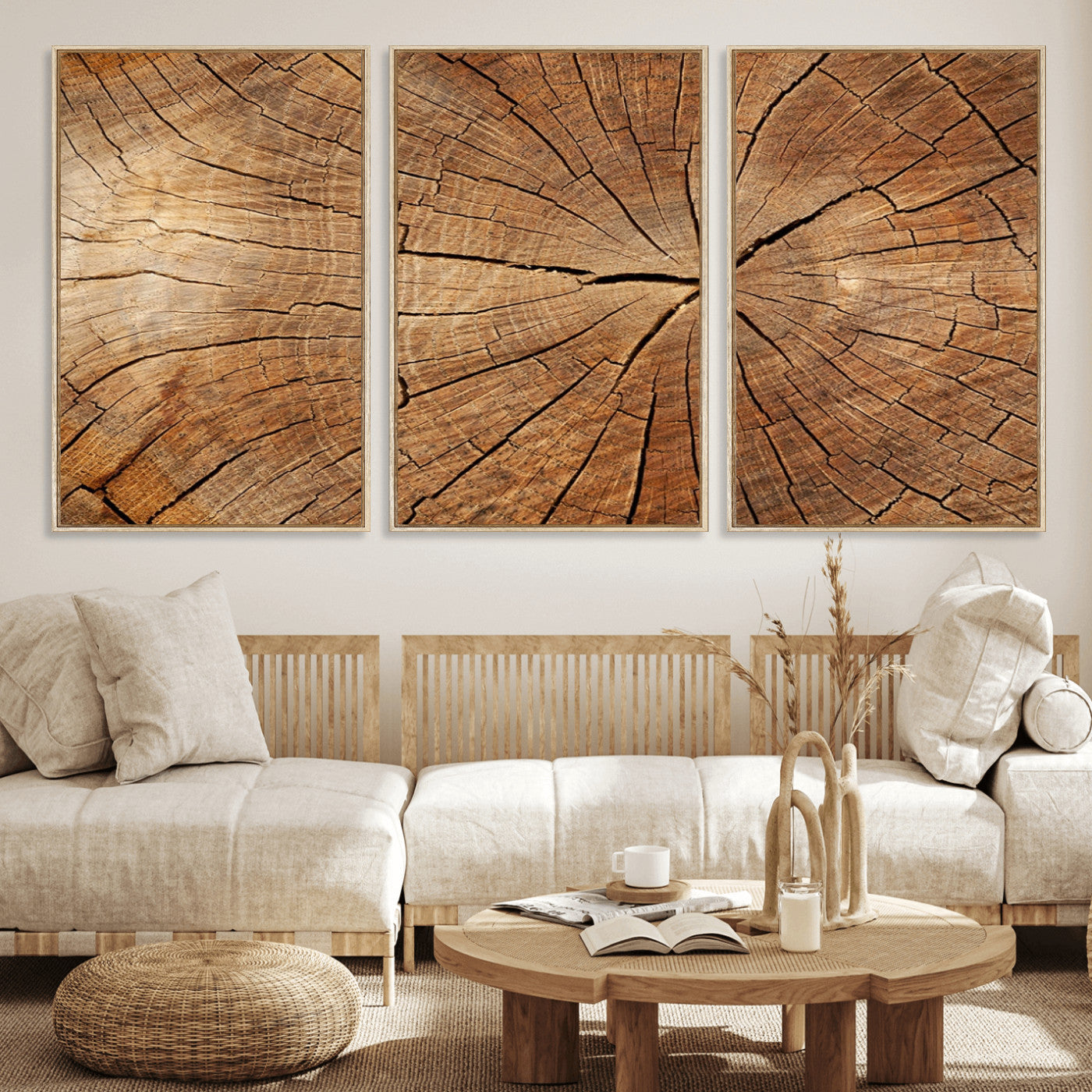 Tree Ring Canvas Art, Rustic Wood Grain Wall Art, Tree Slice