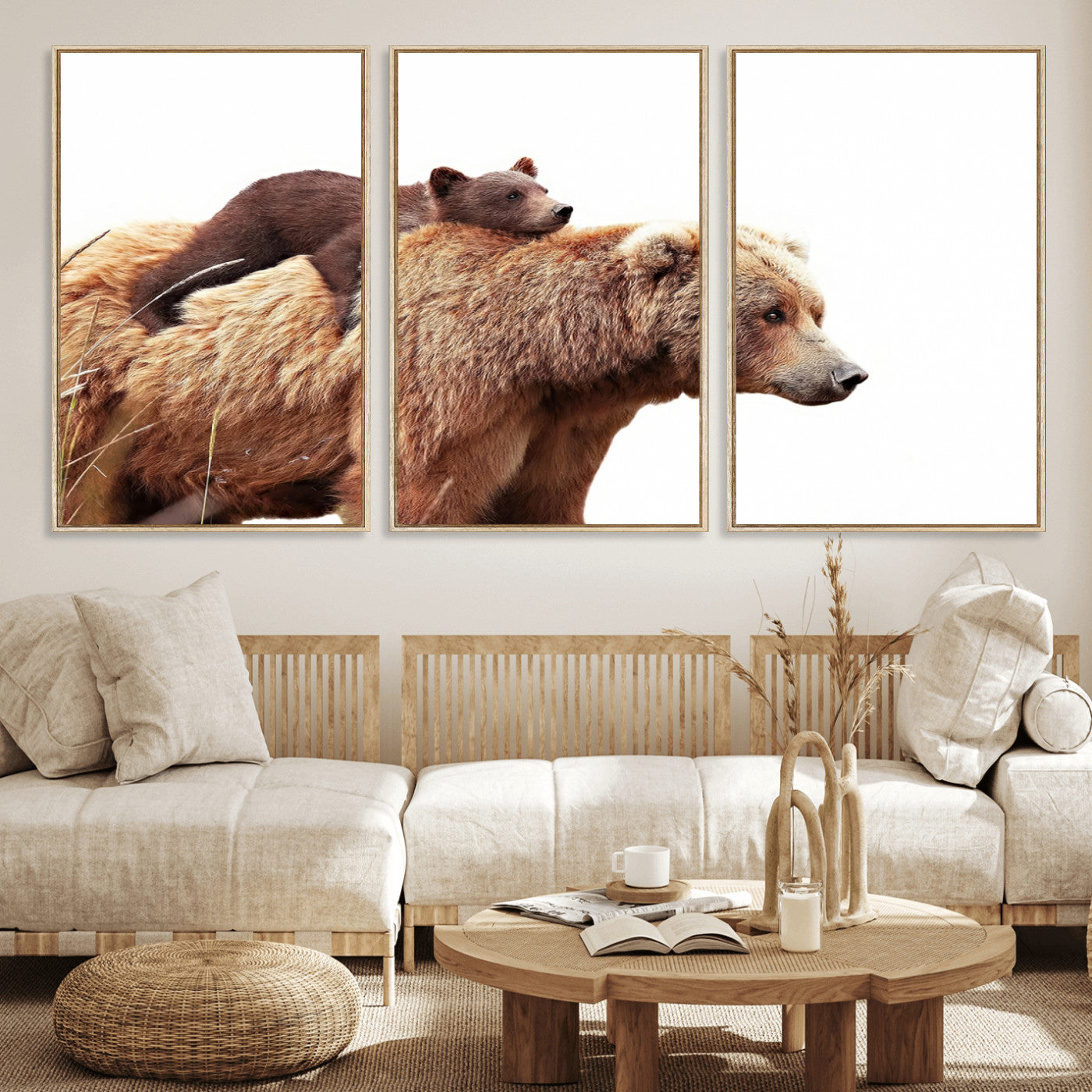 Mother and Baby Bear Canvas Wall Art - Adorable Wildlife