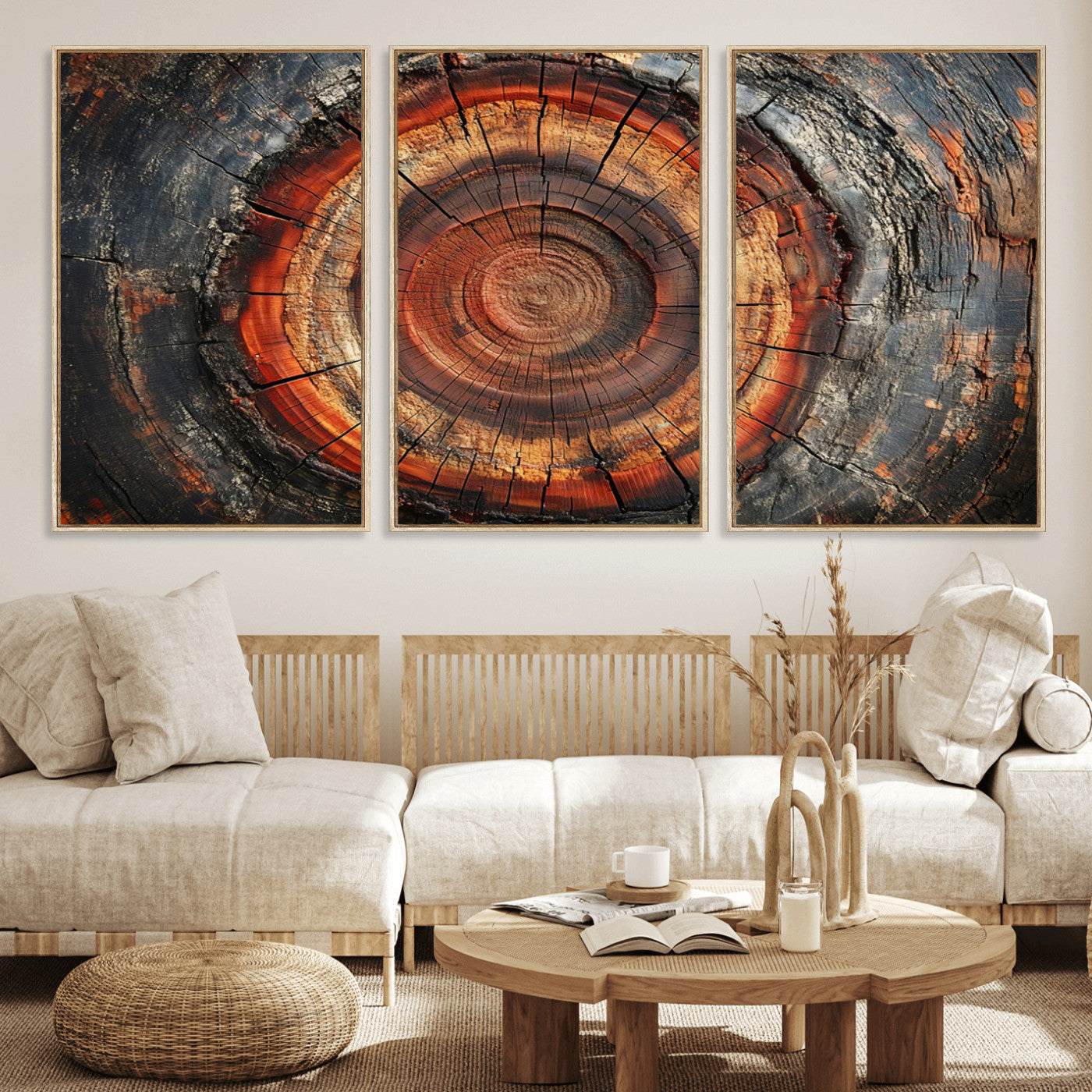 Wood Grain Canvas Wall Art - Framed Abstract Tree Ring