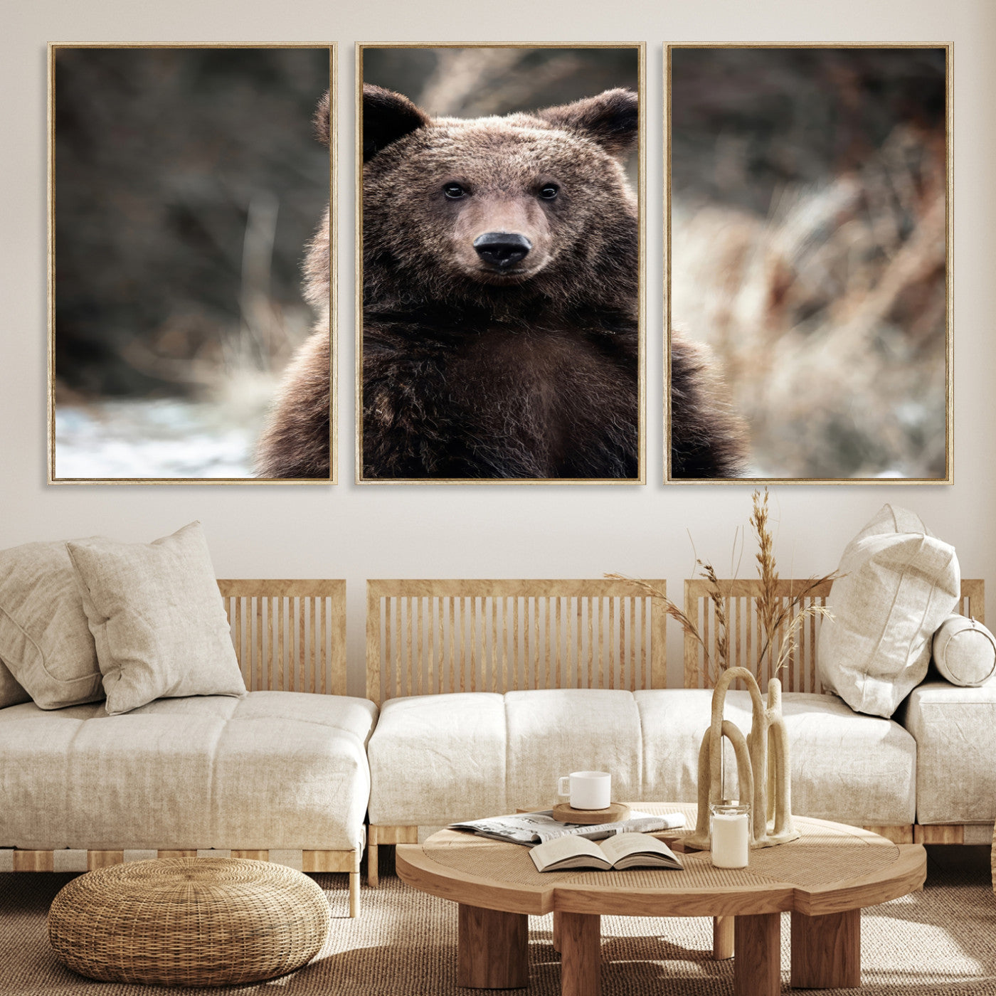 Brown Bear Wall Art Canvas Print – Framed Majestic Woodland