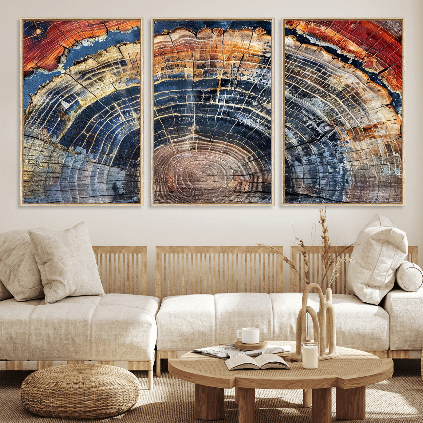 Tree Rings Wall Art Canvas Print – Framed Petrified Wood