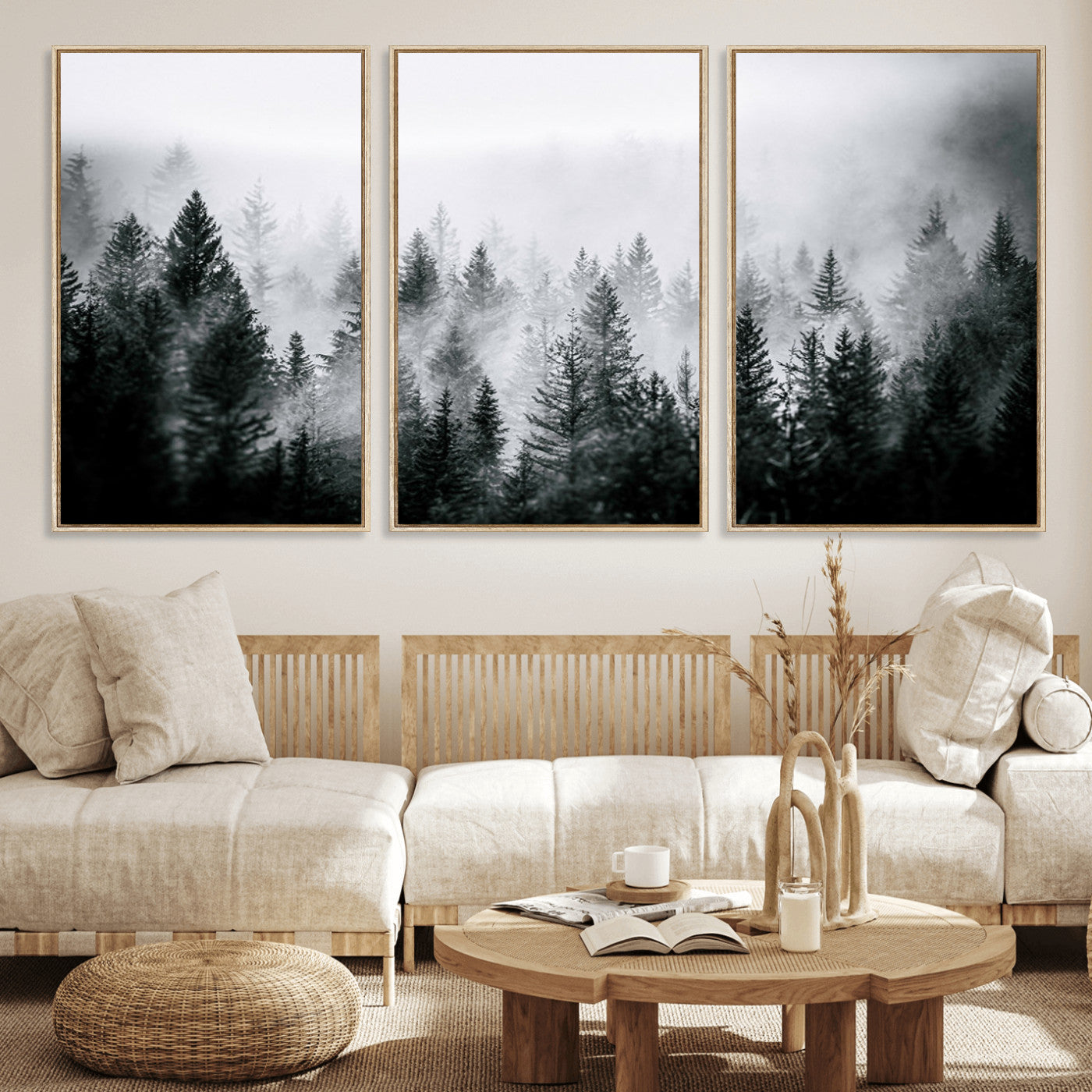 Foggy Forest Wall Art Canvas Print – Mountain Woodland