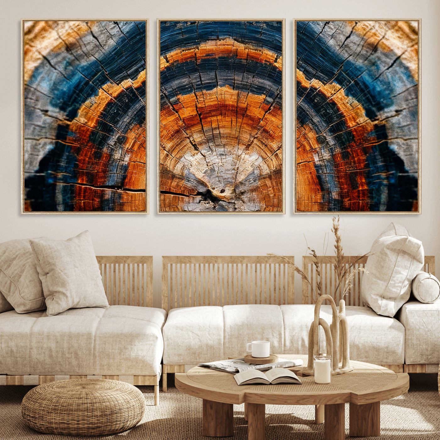 Abstract Wood Grain Canvas Print, Tree Ring Pattern Wall