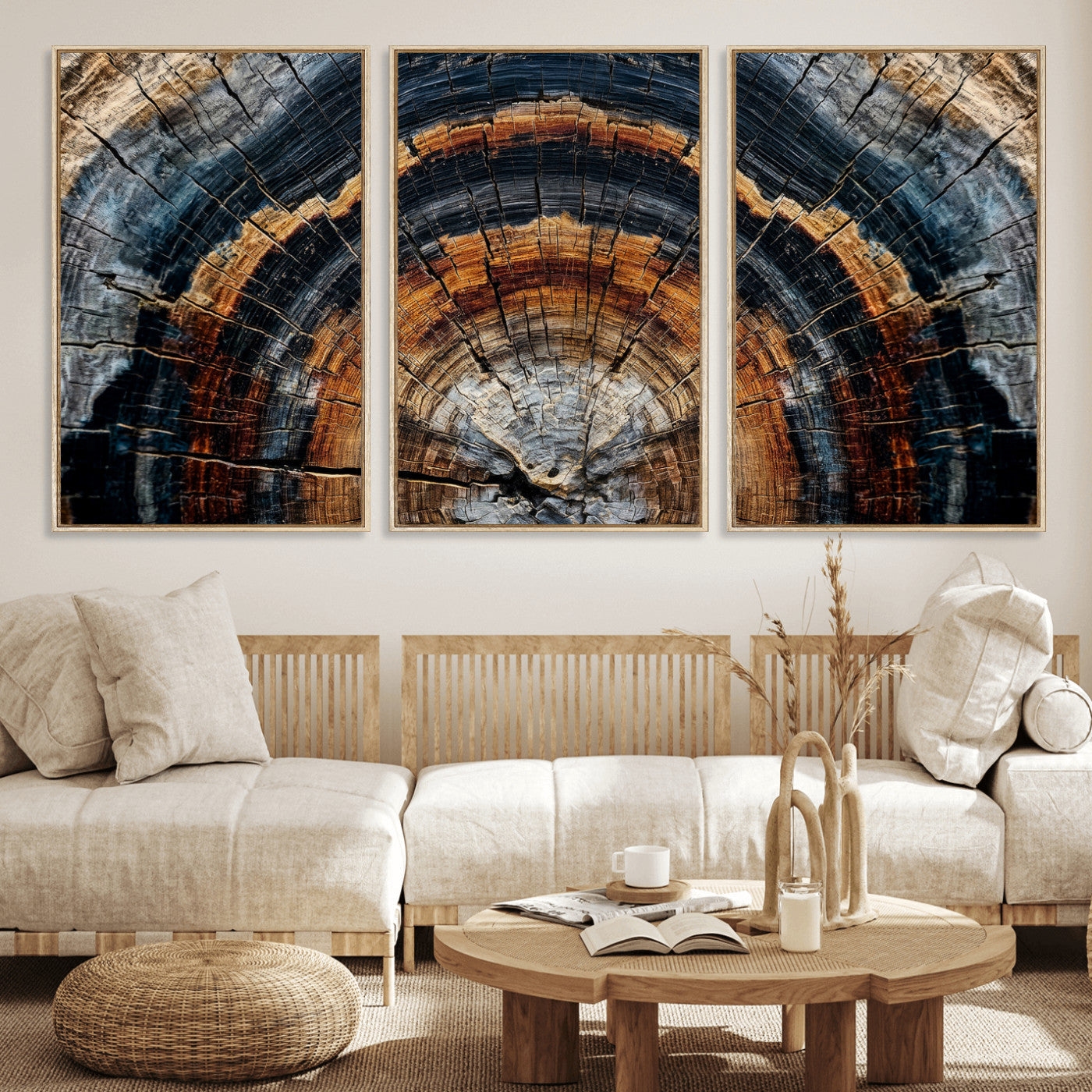 Abstract Wood Grain Canvas Print, Tree Ring Pattern Wall