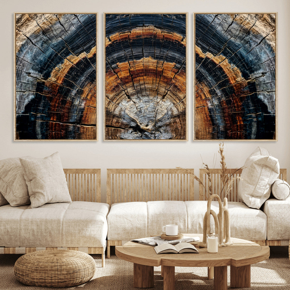 Abstract Wood Grain Canvas Print, Tree Ring Pattern Wall
