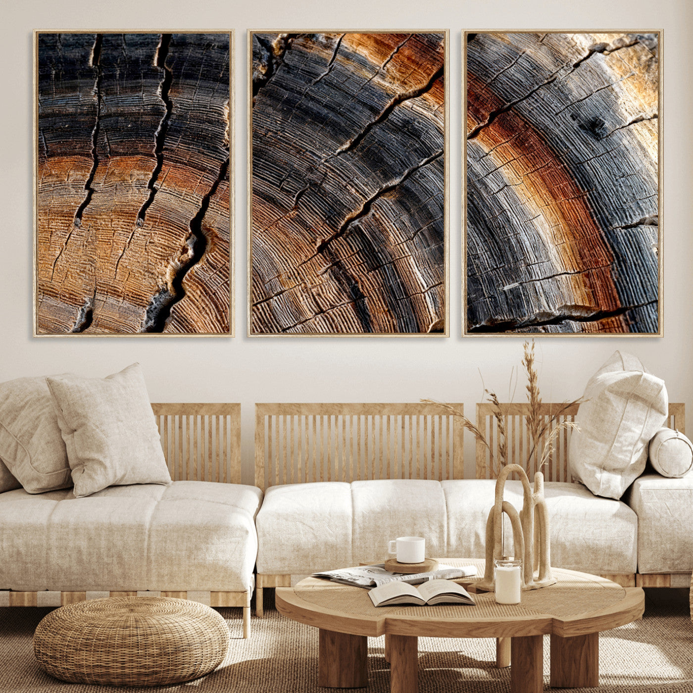 Abstract Tree Ring Wall Art Print – Natural Rustic Wood