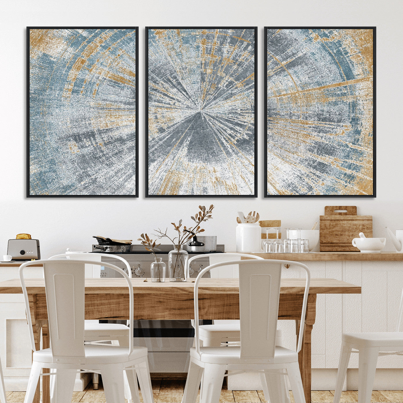 Radiant Abstract Wood Rings Canvas Art – Modern Triptych