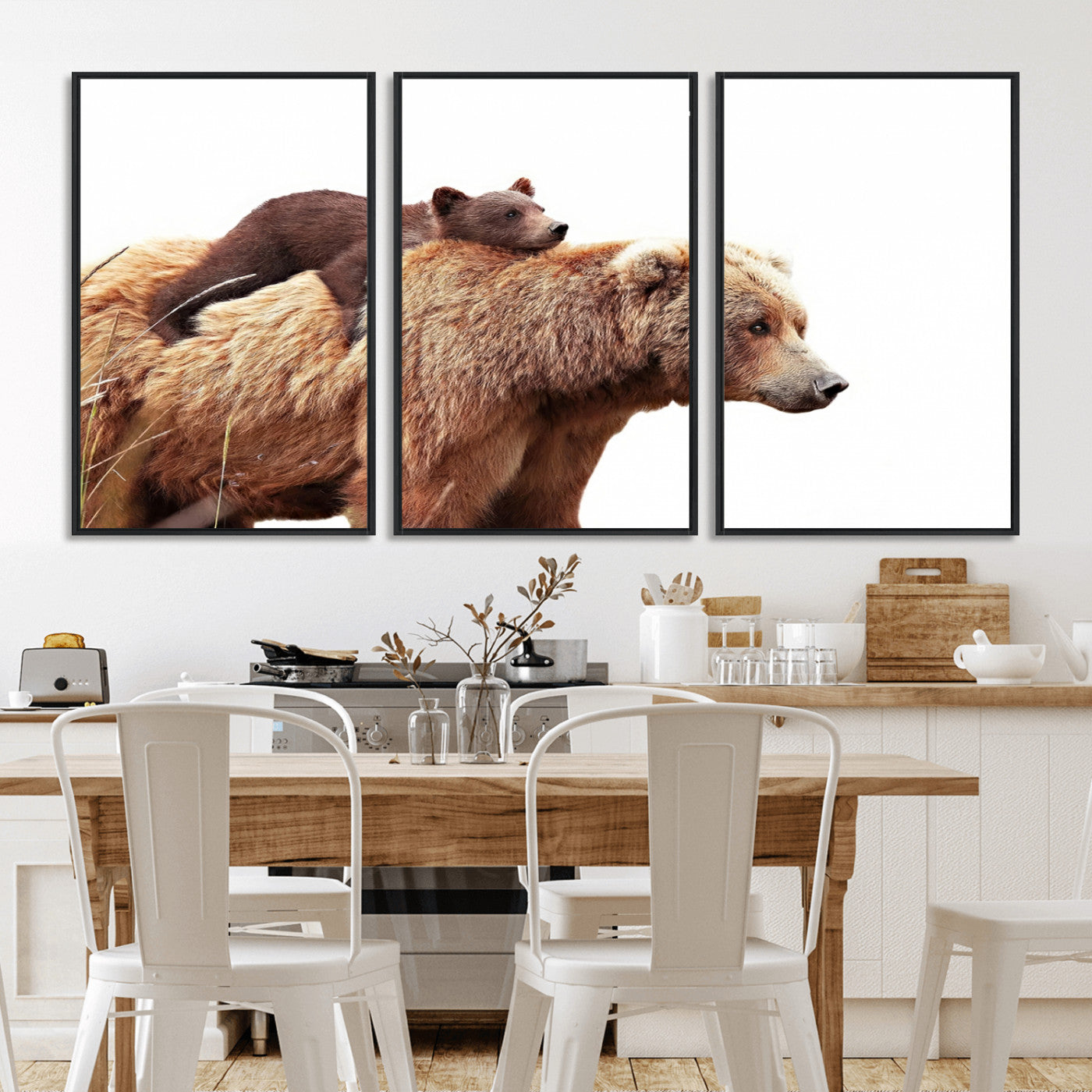 Mother and Baby Bear Canvas Wall Art - Adorable Wildlife