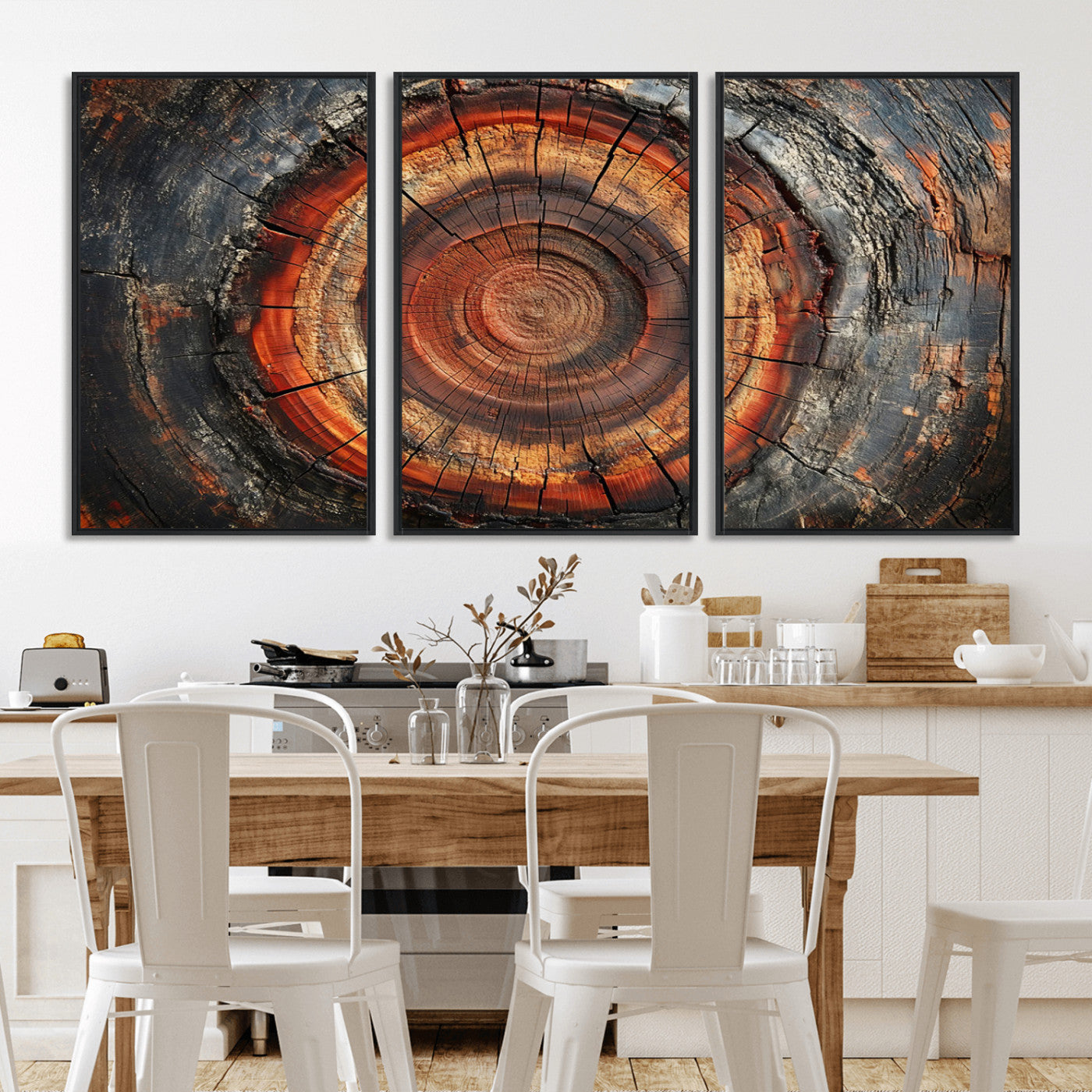 Wood Grain Canvas Wall Art - Framed Abstract Tree Ring