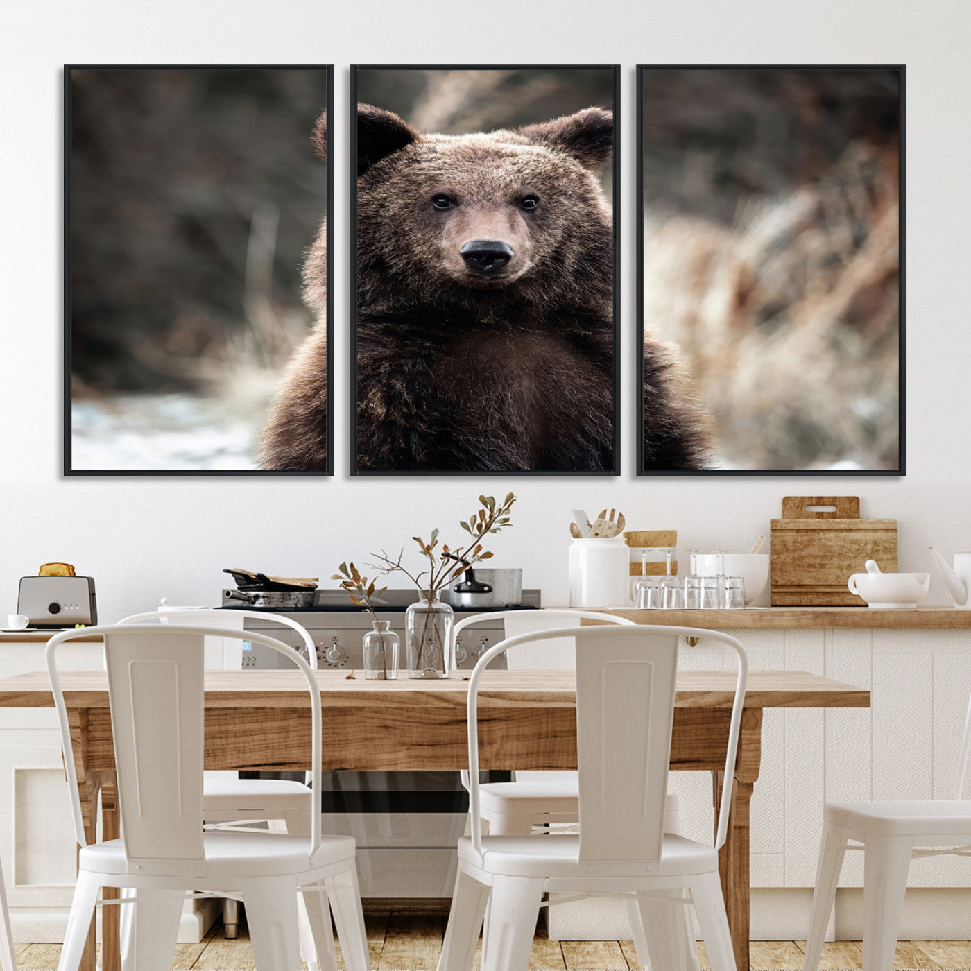Brown Bear Wall Art Canvas Print – Framed Majestic Woodland