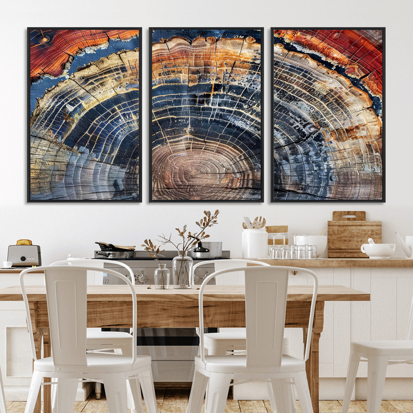 Tree Rings Wall Art Canvas Print – Framed Petrified Wood