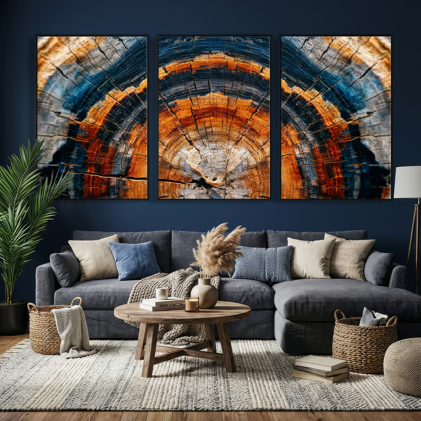 Abstract Wood Grain Canvas Print, Tree Ring Pattern Wall
