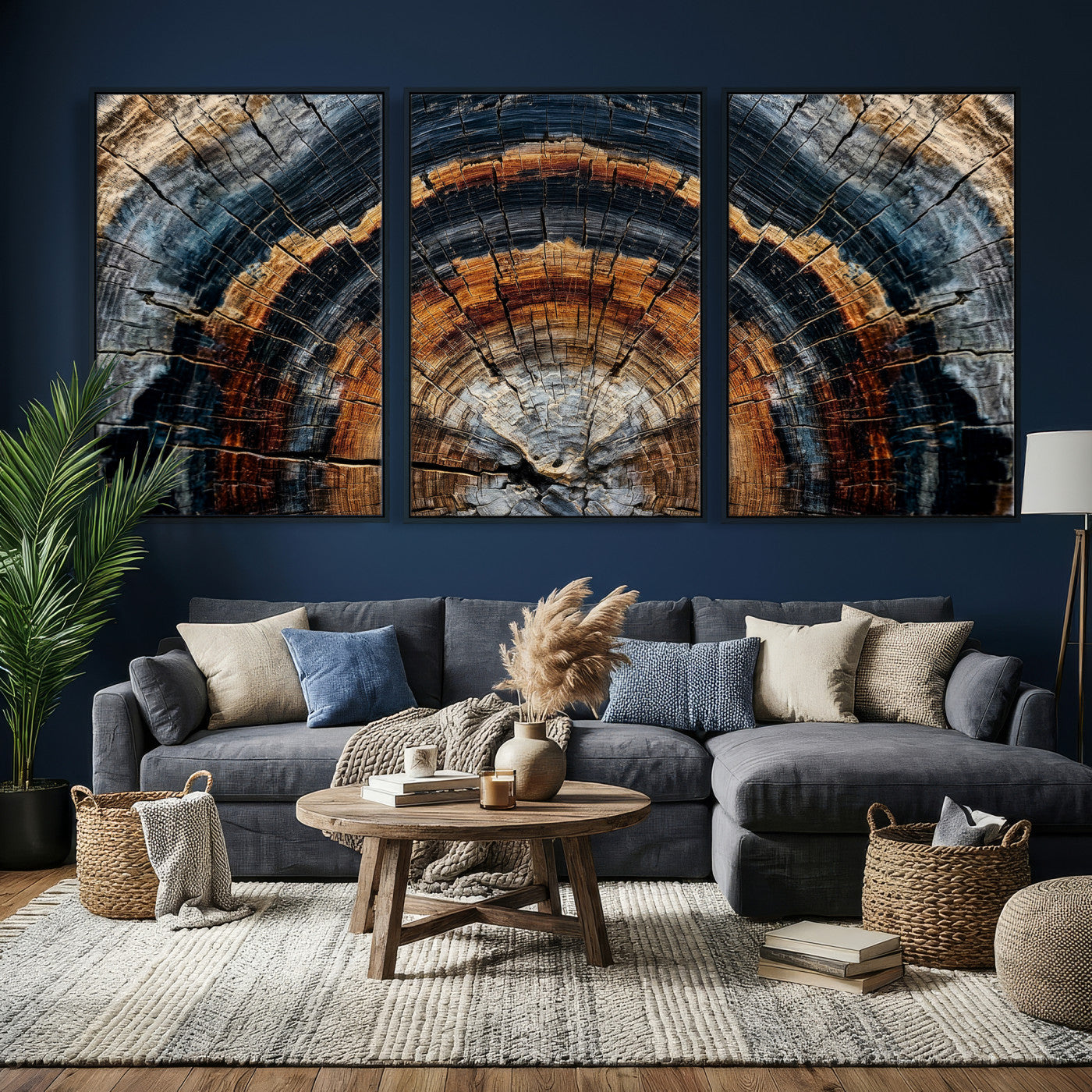 Abstract Wood Grain Canvas Print, Tree Ring Pattern Wall