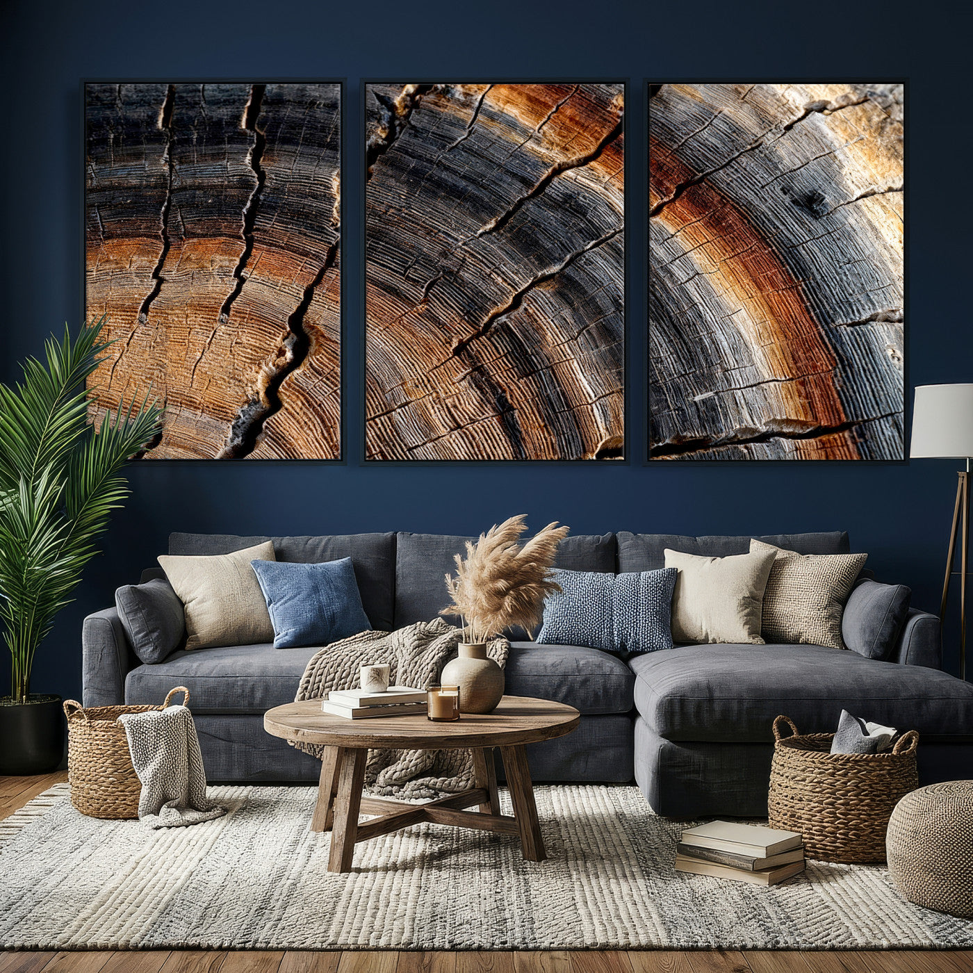 Abstract Tree Ring Wall Art Print – Natural Rustic Wood