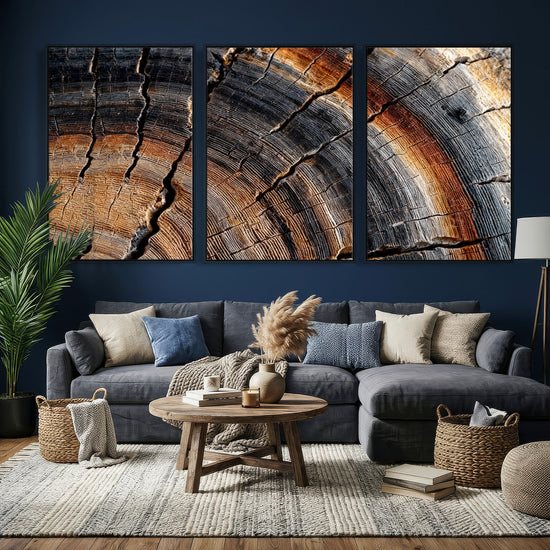 Abstract Tree Ring Wall Art Print – Natural Rustic Wood