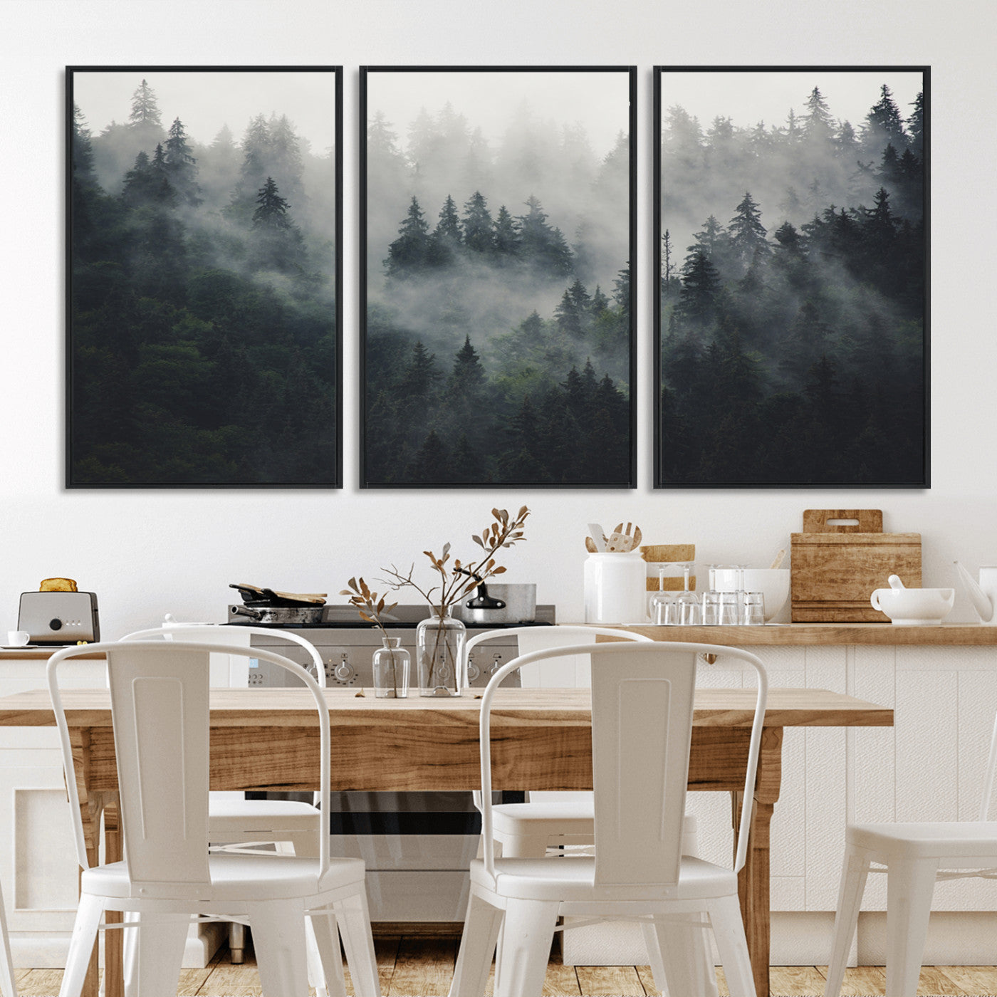 Nature Wall Decor - Serene Triptych Nature Print – Woodland