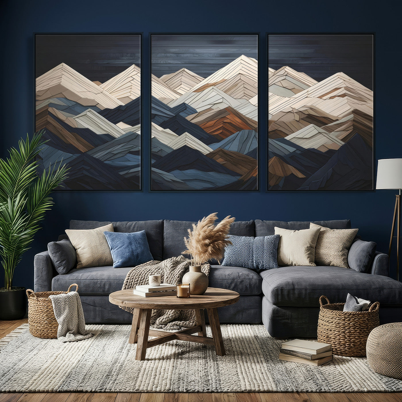 Wood Mountain Wall Art | Mountain Canvas Print Wood Decor |