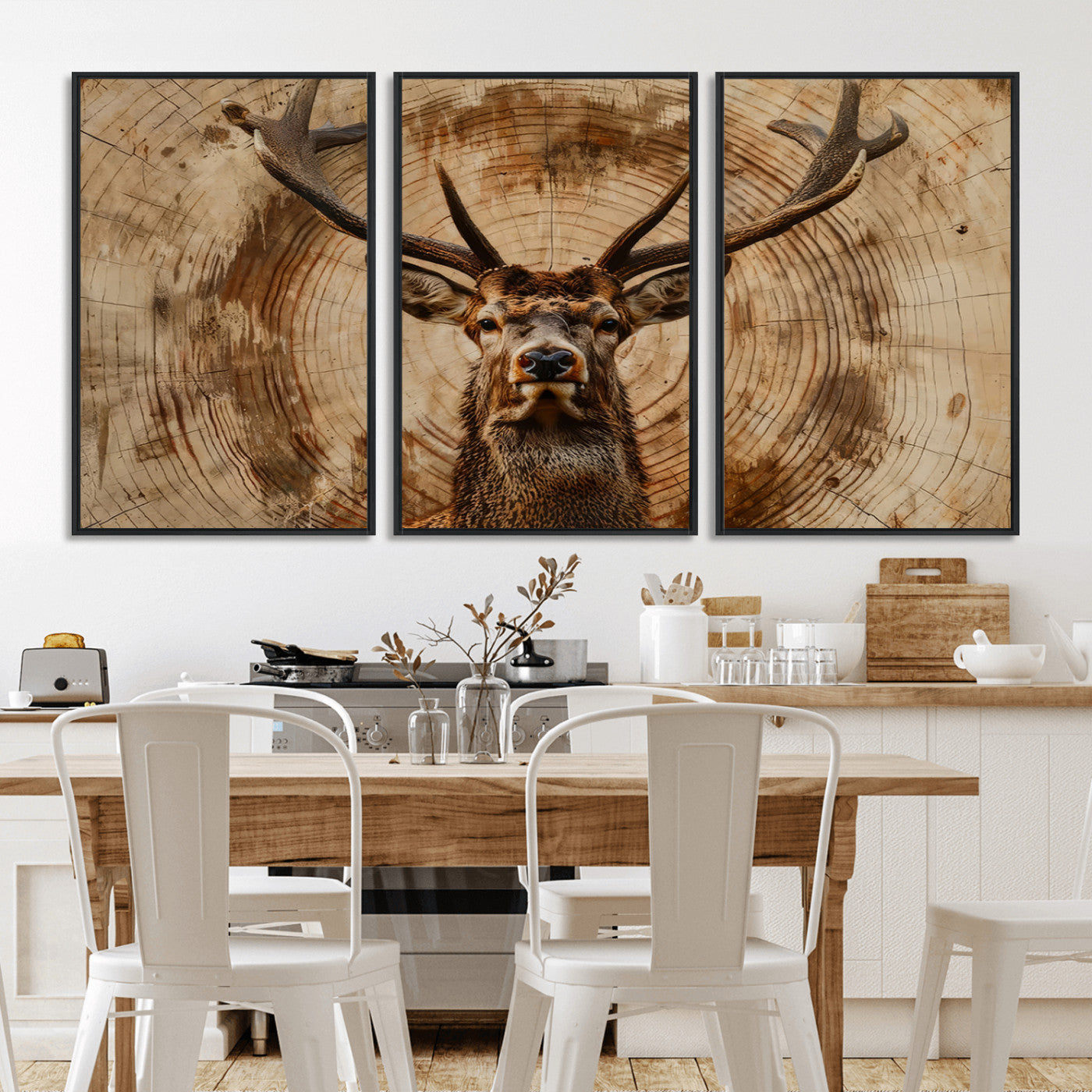 Wood Abstract Deer Wall Art | Rustic Wildlife Canvas Print |