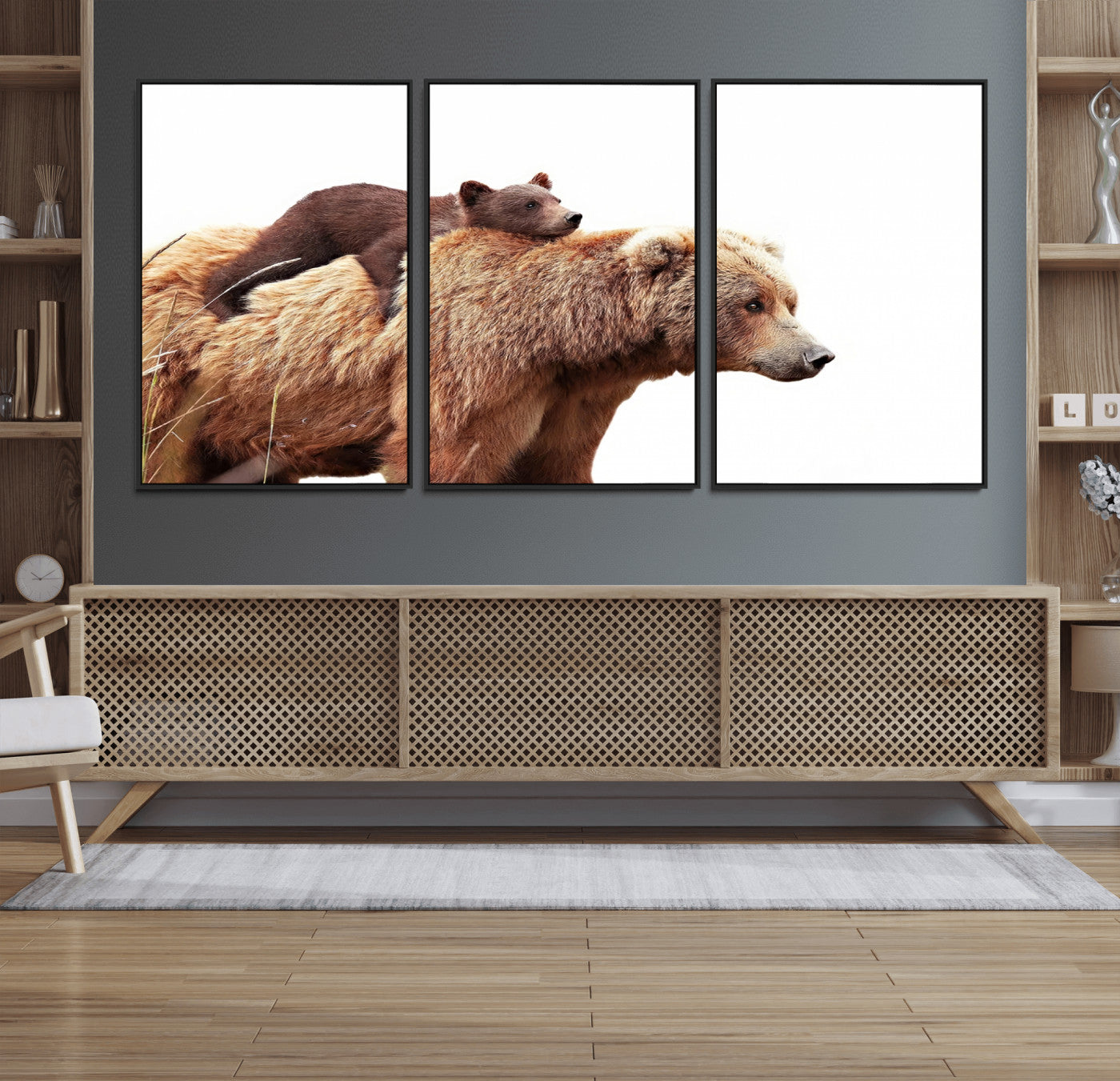Mother and Baby Bear Canvas Wall Art - Adorable Wildlife