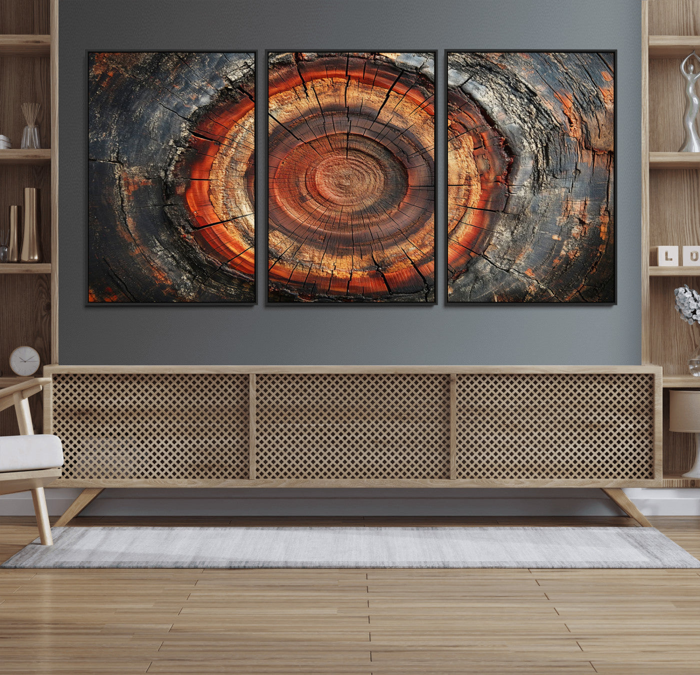 Wood Grain Canvas Wall Art - Framed Abstract Tree Ring