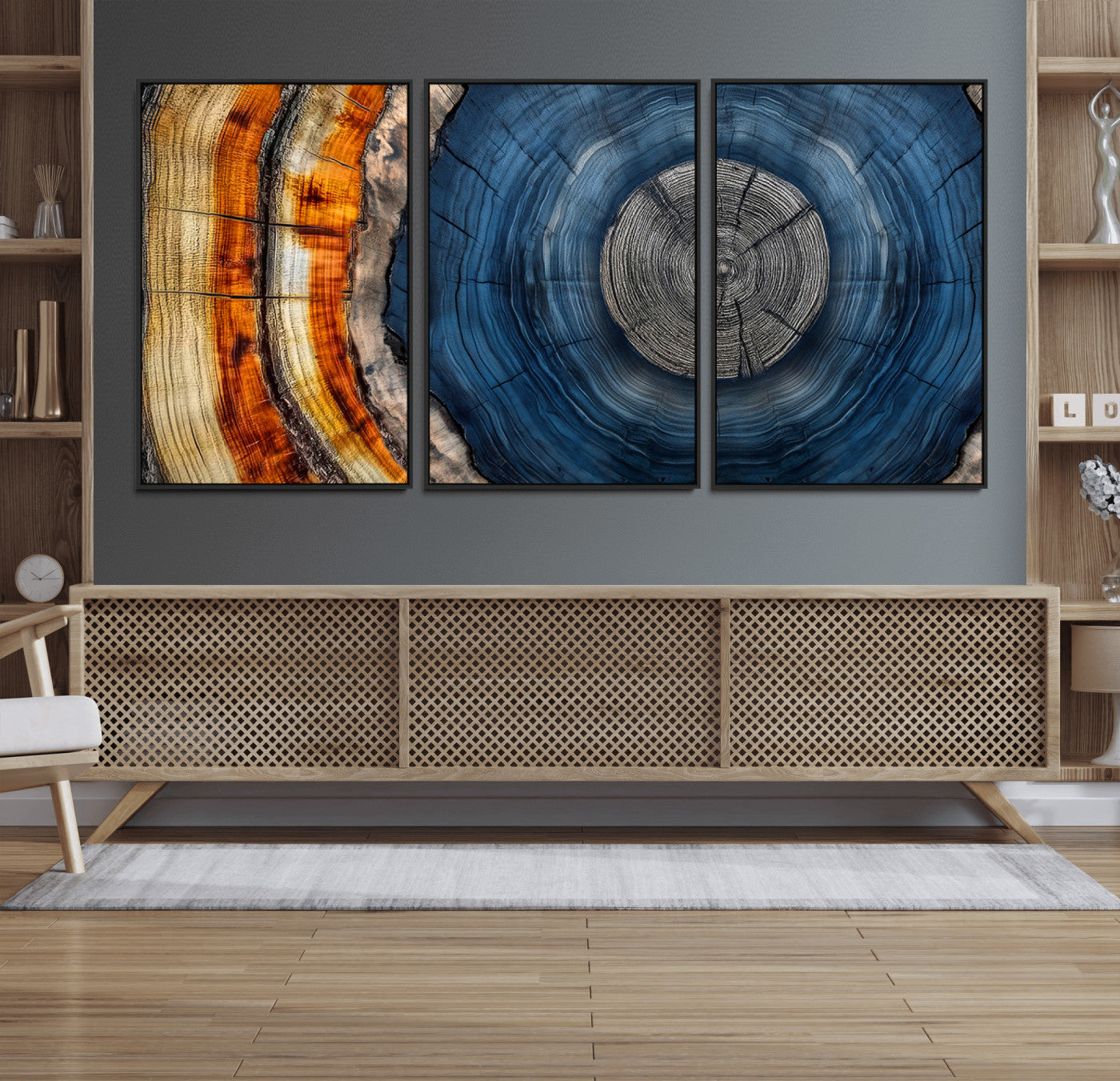 Abstract Tree Rings Wall Art Canvas Print – Modern Wood