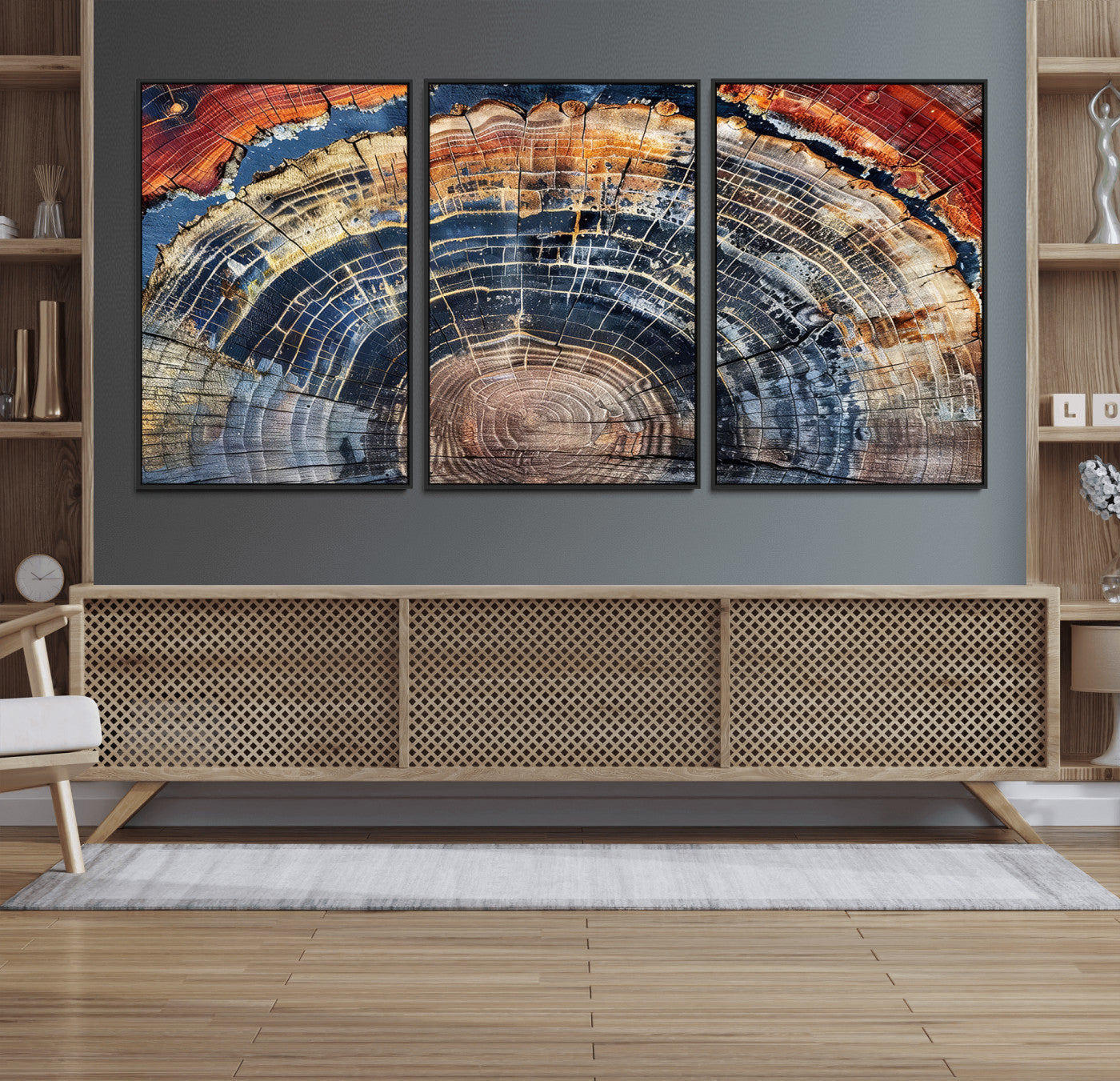 Tree Rings Wall Art Canvas Print – Framed Petrified Wood