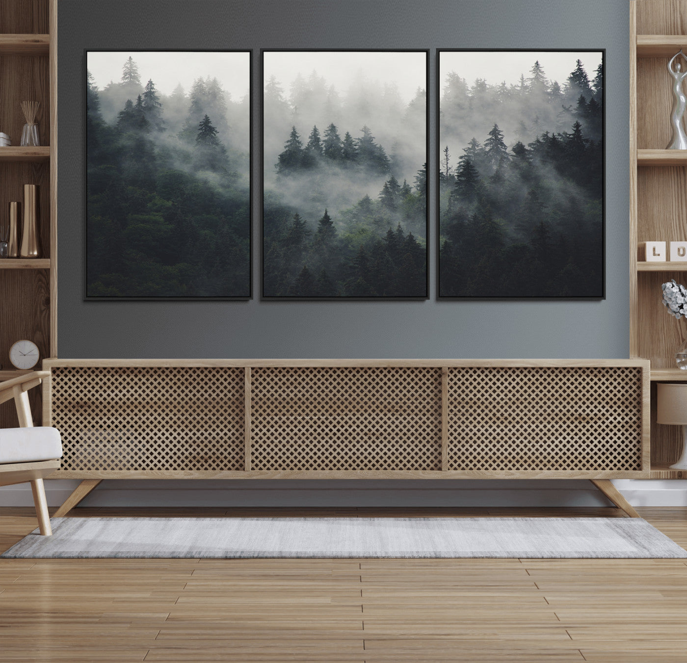 Nature Wall Decor - Serene Triptych Nature Print – Woodland