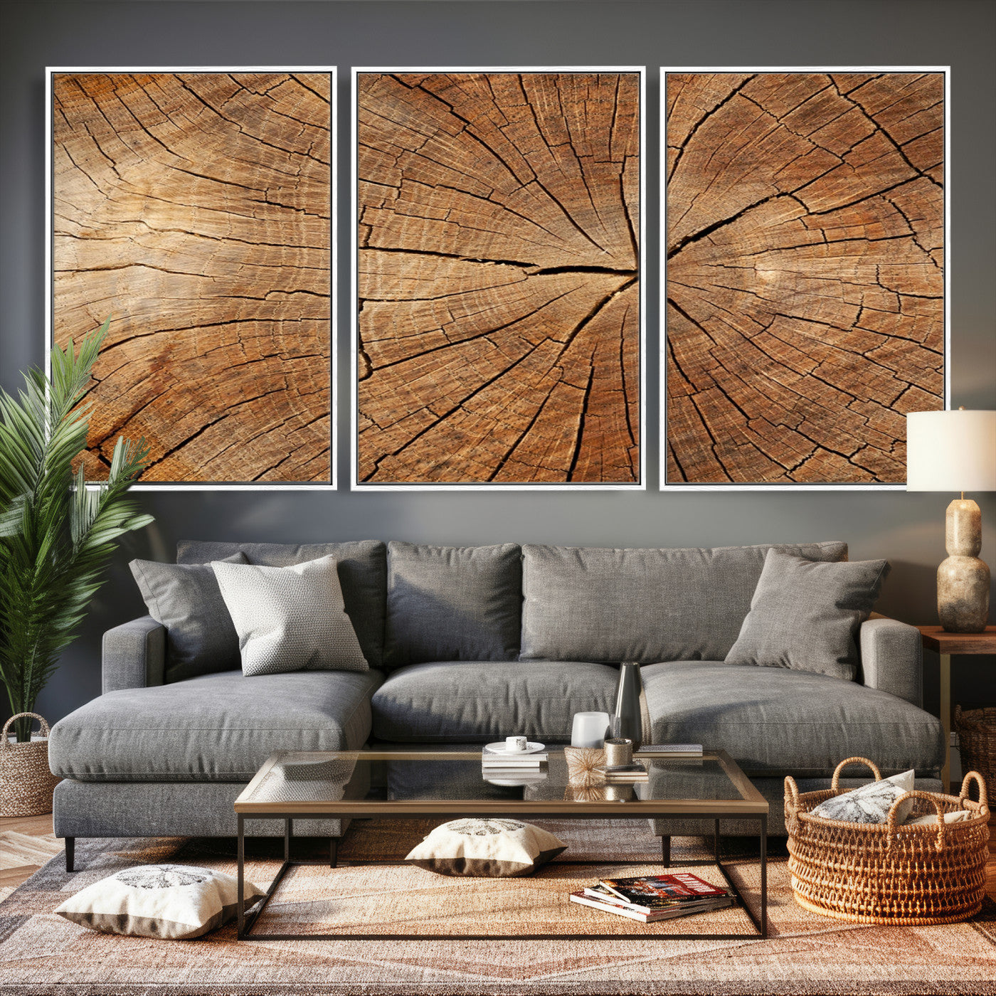 Tree Ring Canvas Art, Rustic Wood Grain Wall Art, Tree Slice
