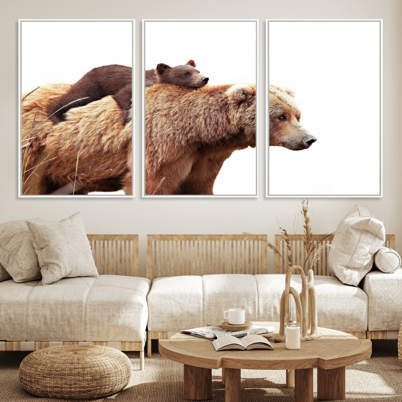 Mother and Baby Bear Canvas Wall Art - Adorable Wildlife