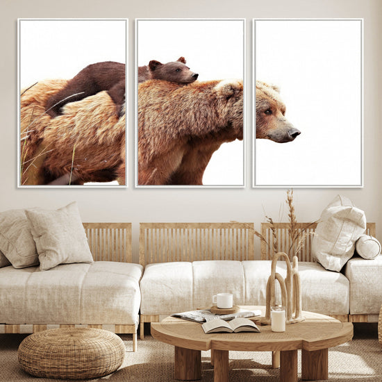 Mother and Baby Bear Canvas Wall Art - Adorable Wildlife