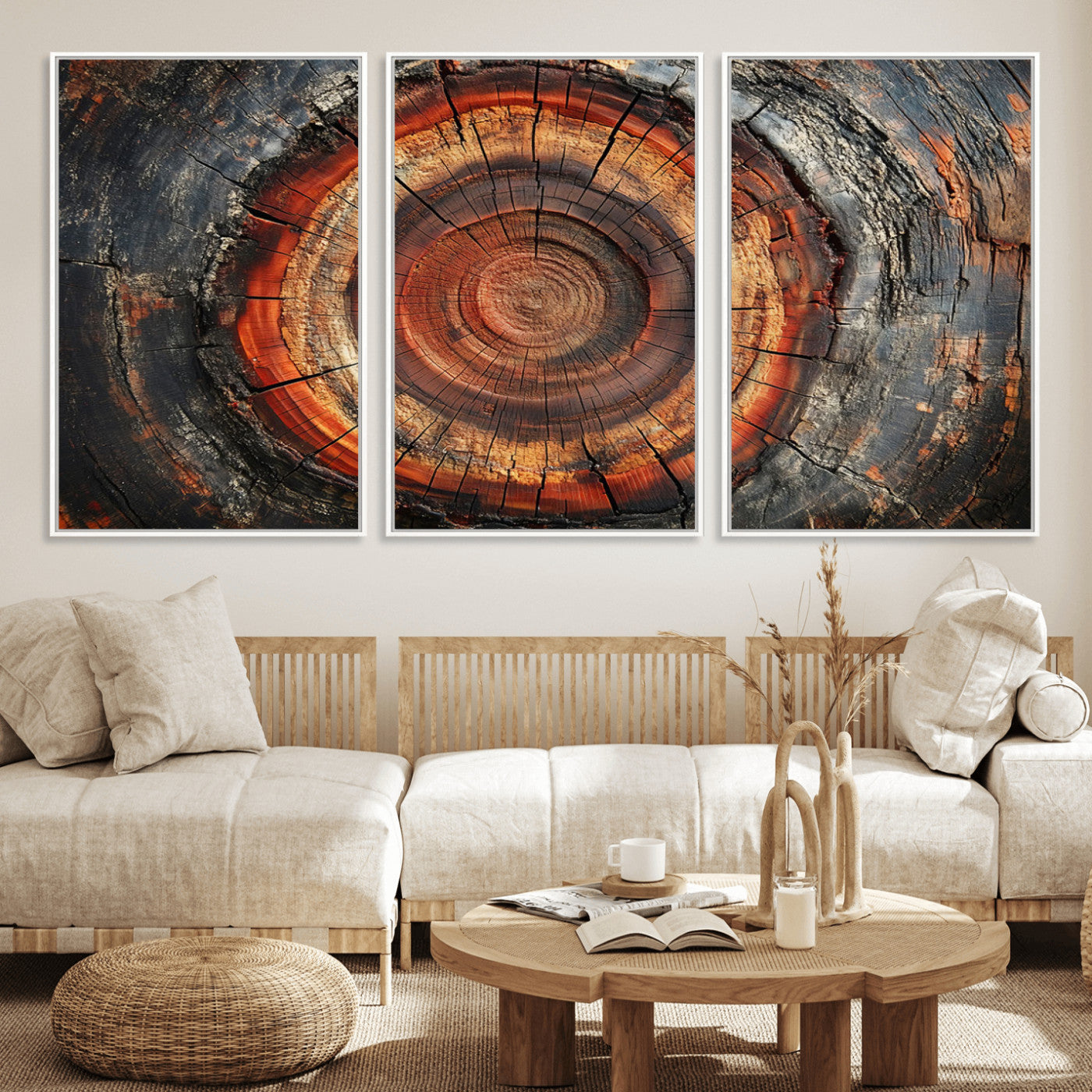 Wood Grain Canvas Wall Art - Framed Abstract Tree Ring