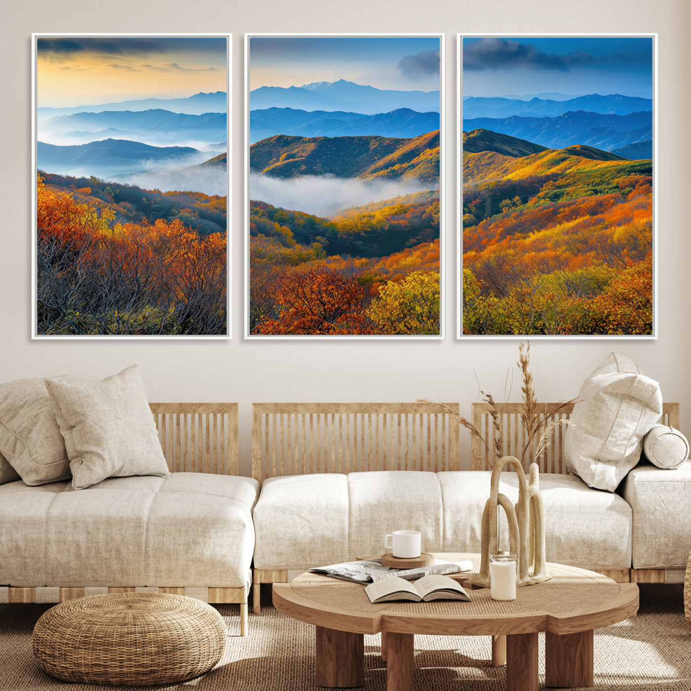 Autumn Mountains Wall Art, Vibrant Fall Foliage Landscape